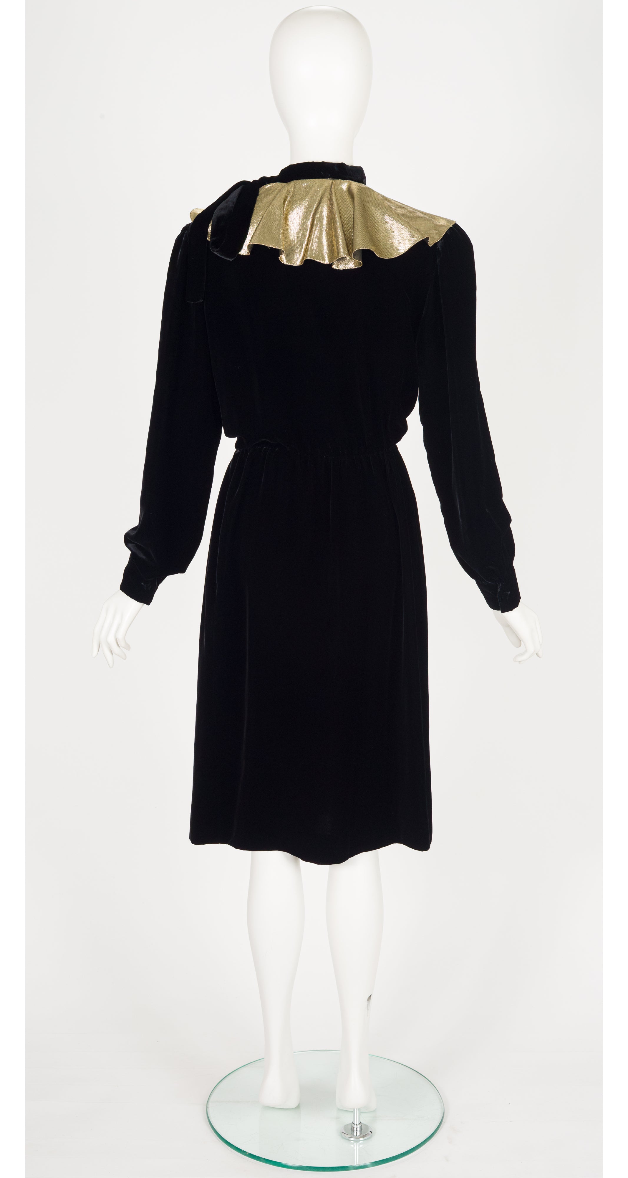 1981-82 F/W Gold Lamé Collar Black Velvet Dress