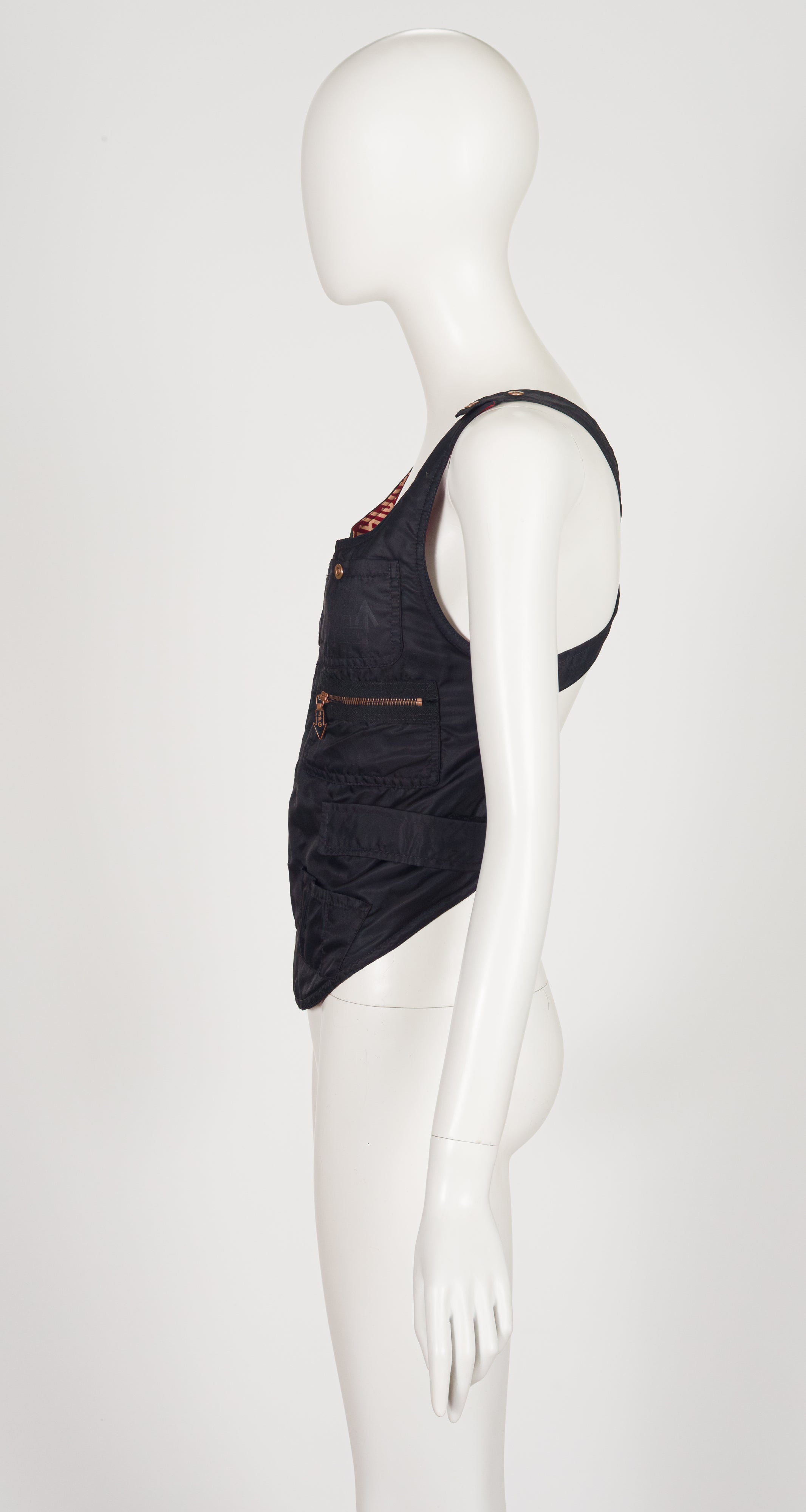 1990s "Safe Sex" Black Nylon Cross-Back Utility Vest