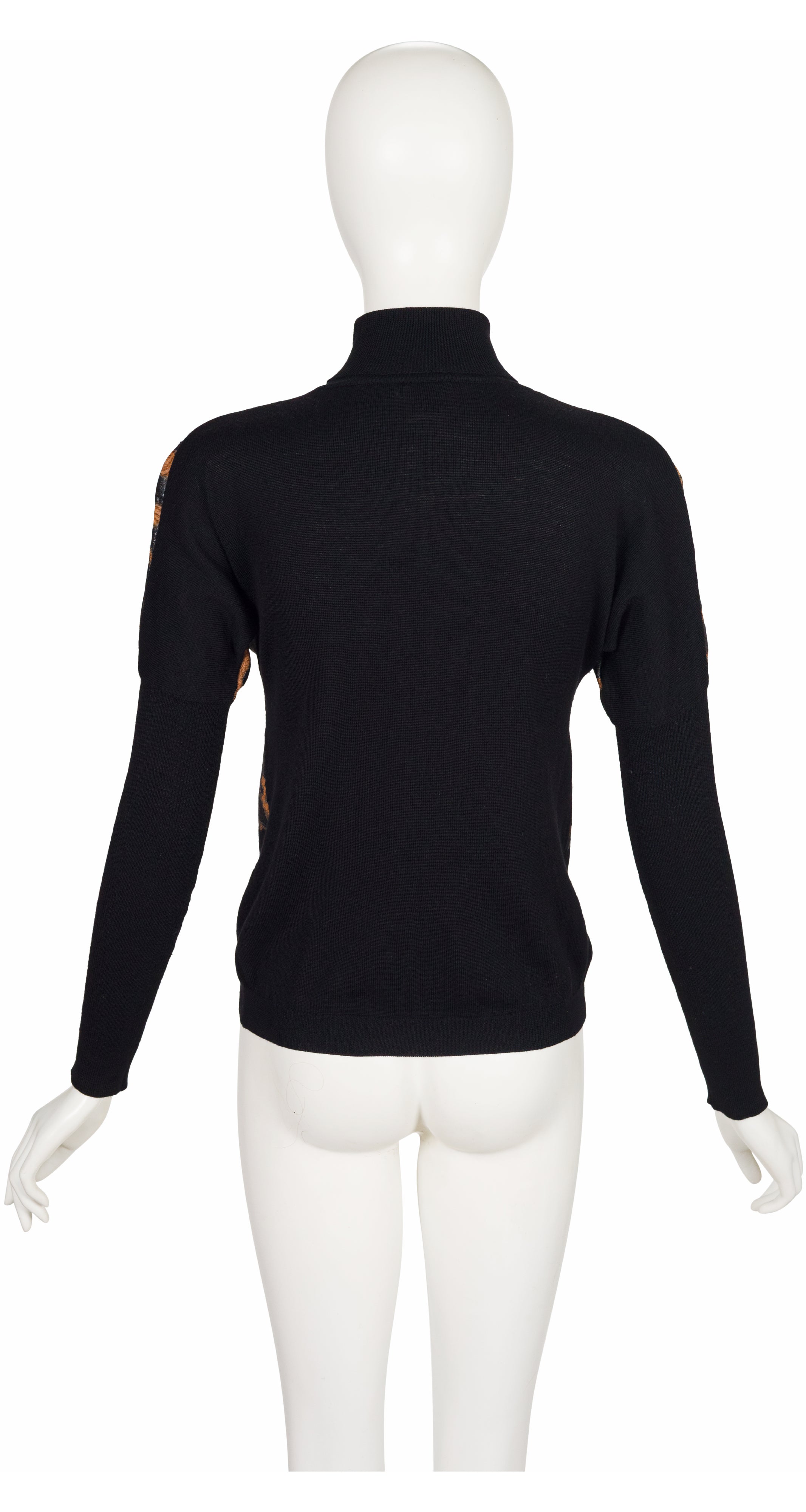 2011 F/W Leopard Face Black Wool Turtleneck Sweater