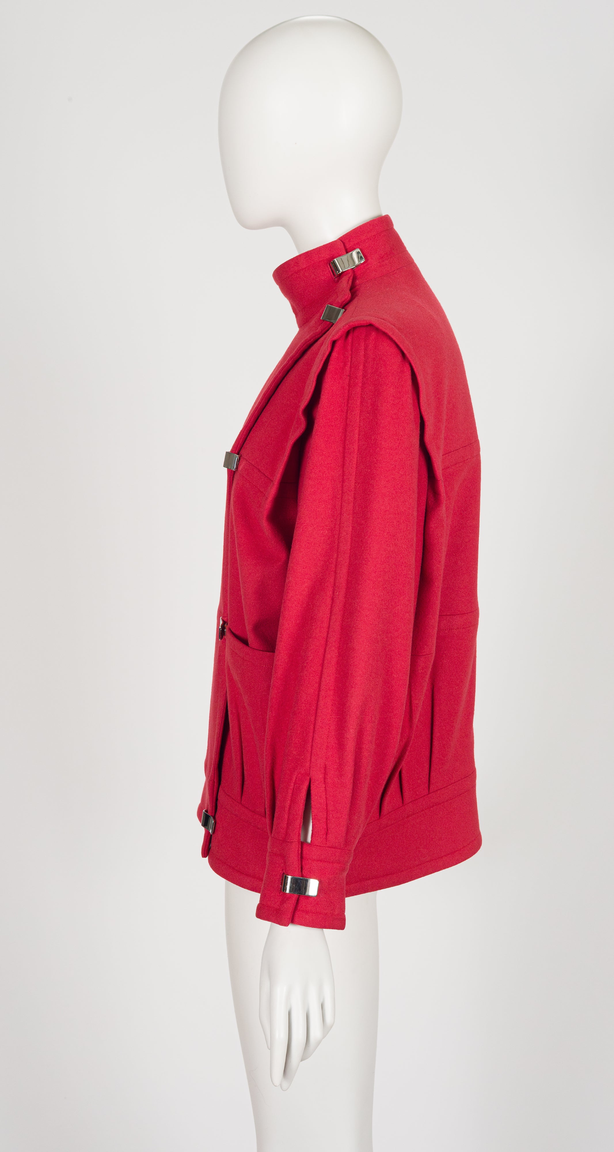 1980s Raspberry Wool & Cashmere Panel Bomber Jacket