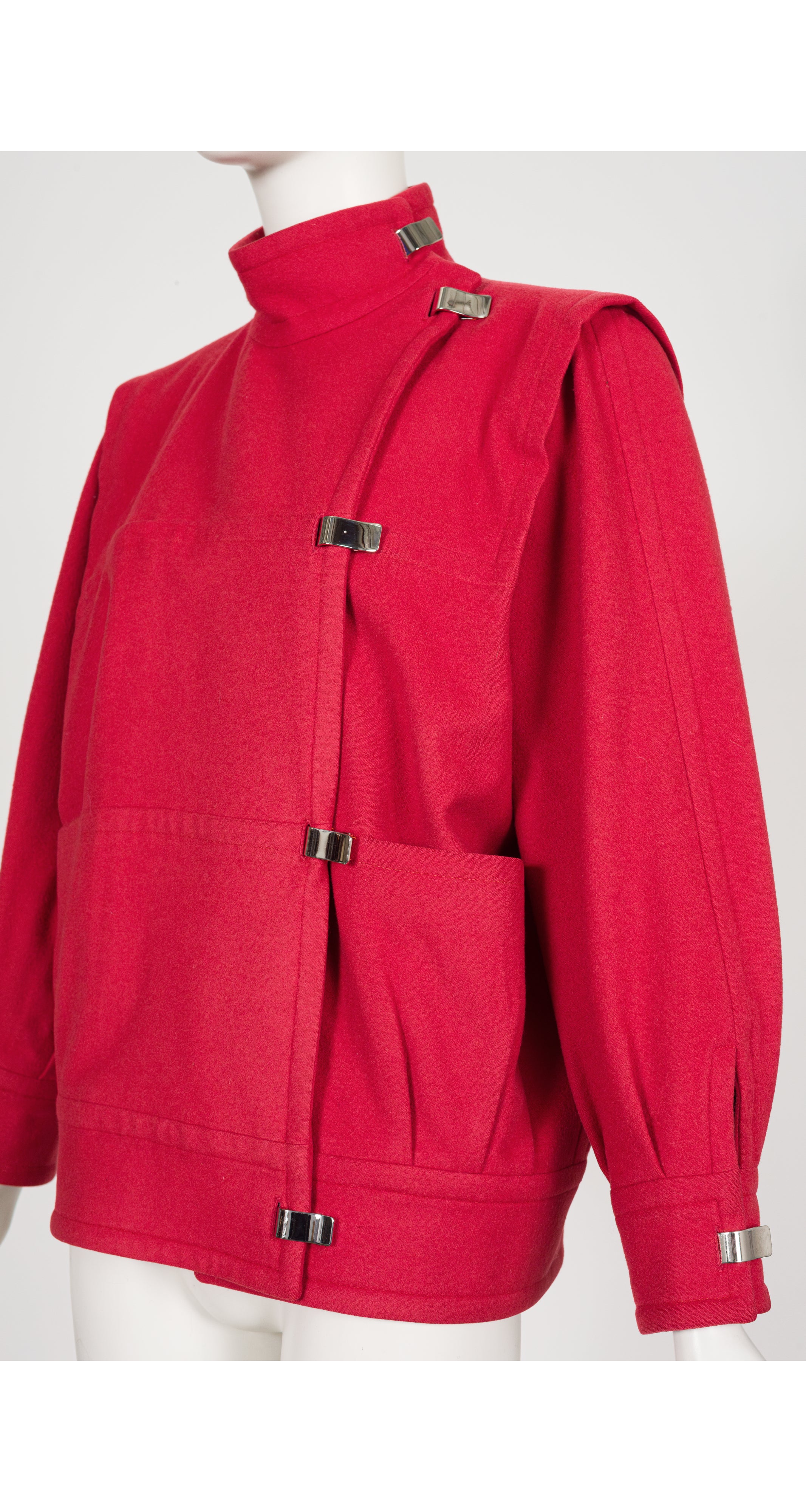 1980s Raspberry Wool & Cashmere Panel Bomber Jacket