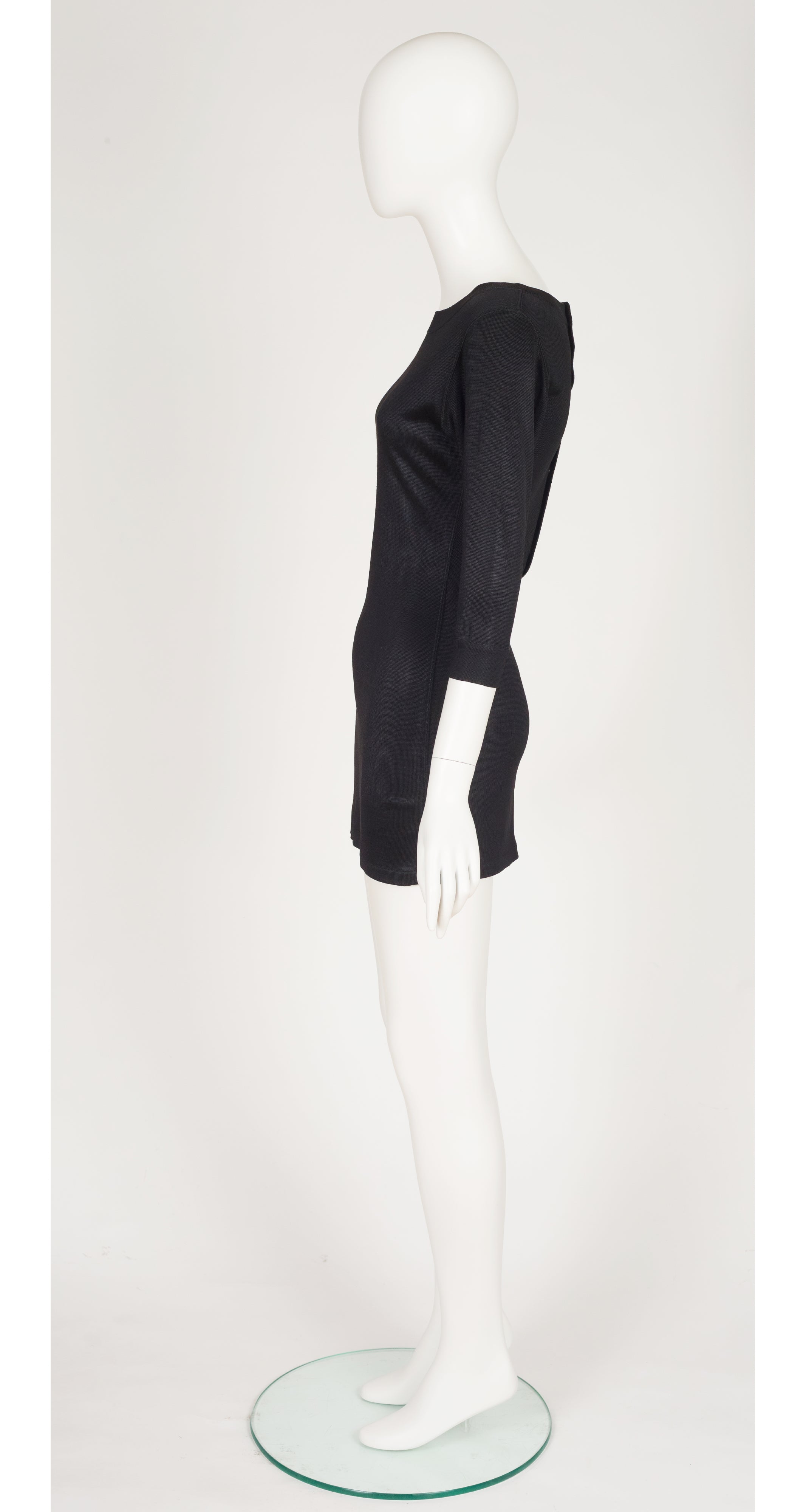 1986 S/S Runway Black Knit Boat Neck Mini Dress