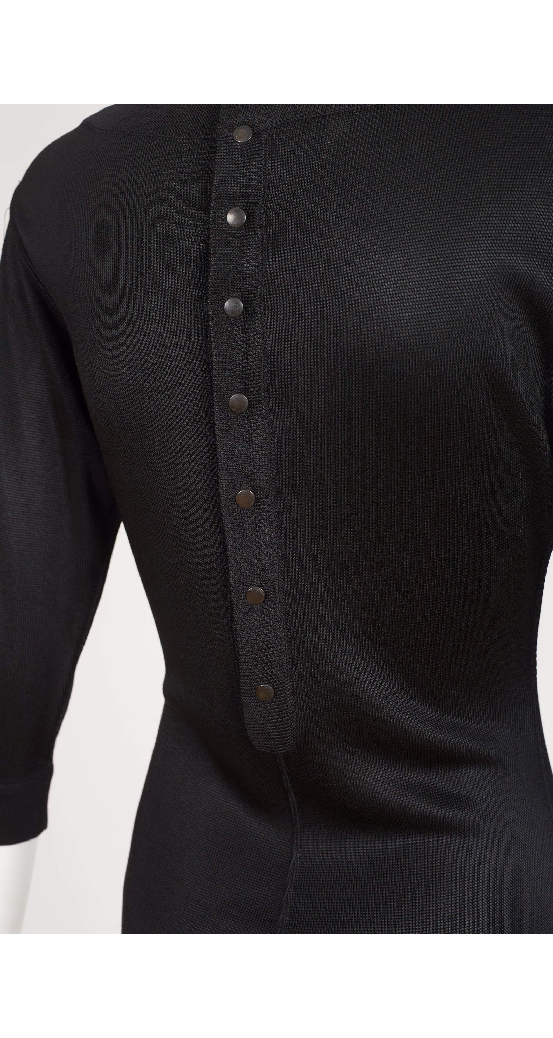 1986 S/S Runway Black Knit Boat Neck Mini Dress