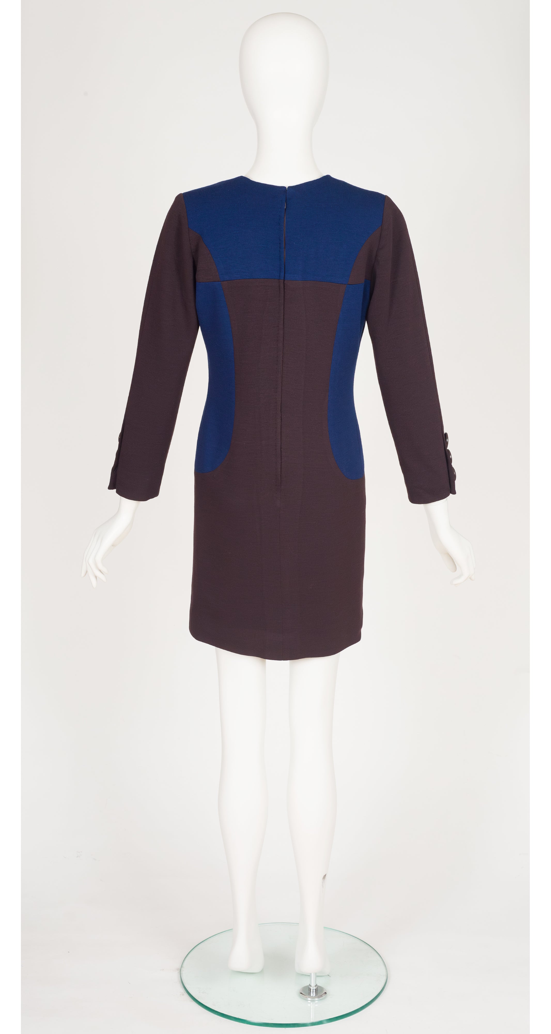 1980s Color-Block Wool Dress & Swing Coat Set