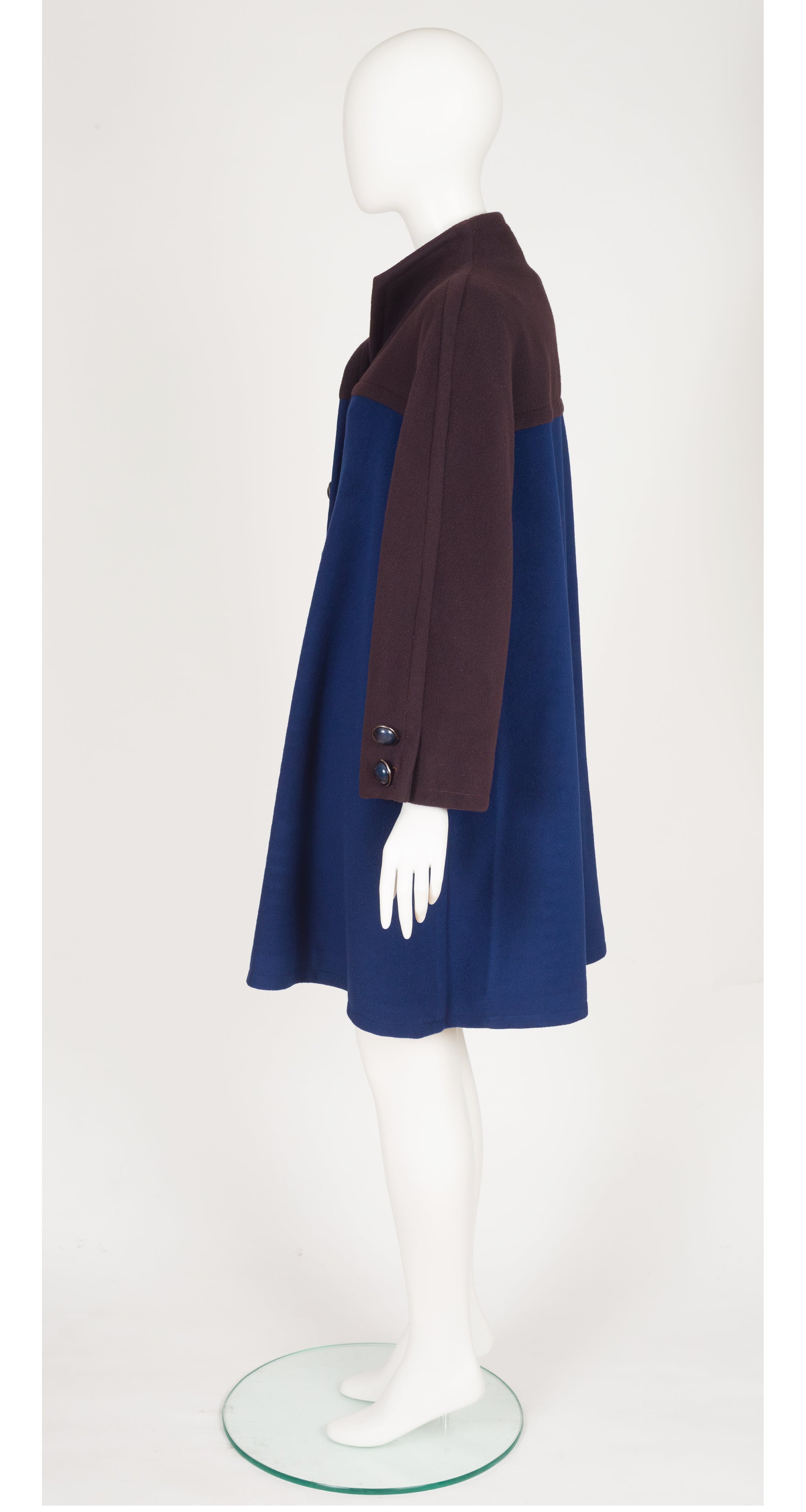 1980s Color-Block Wool Dress & Swing Coat Set