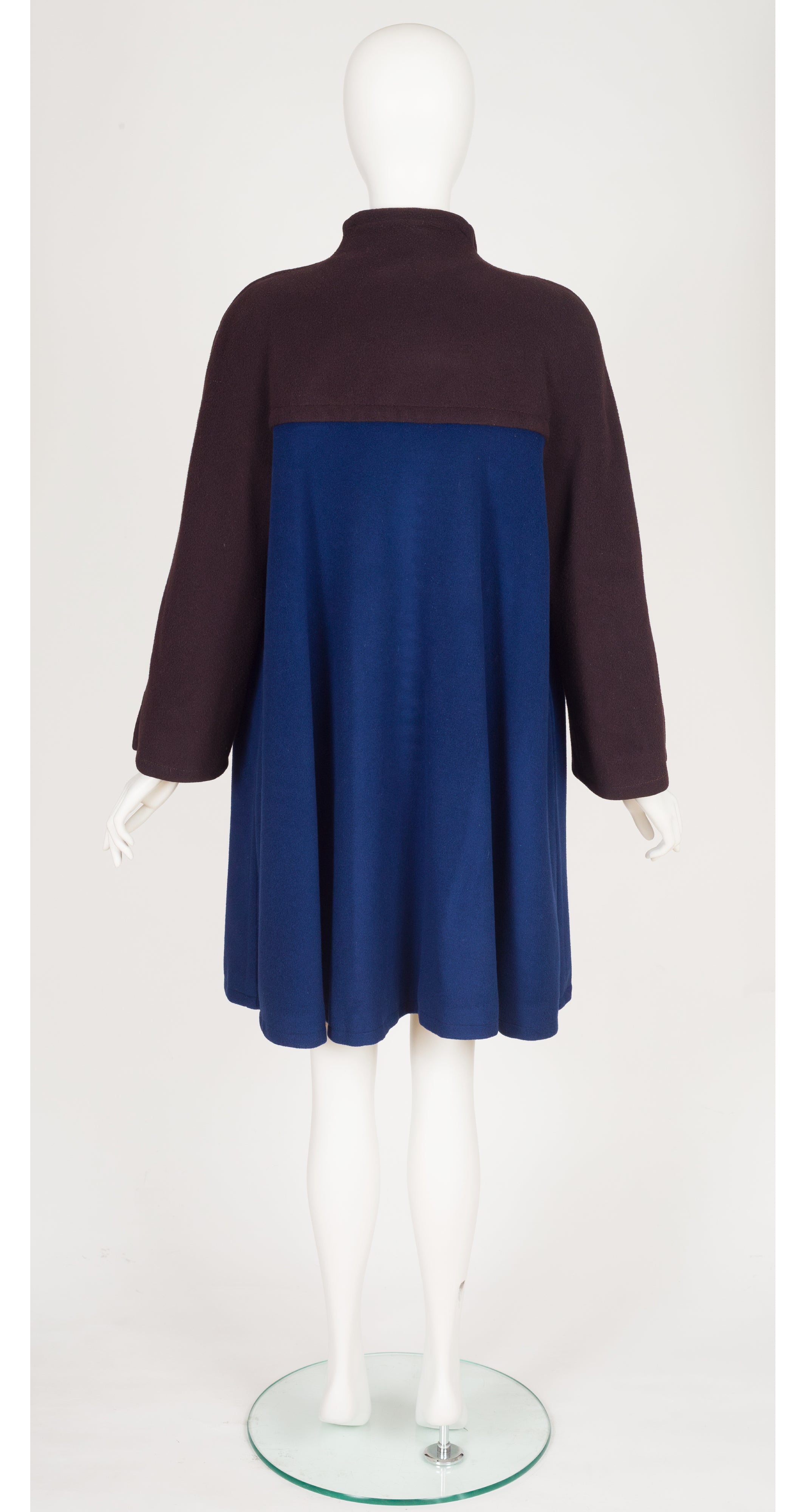 1980s Color-Block Wool Dress & Swing Coat Set