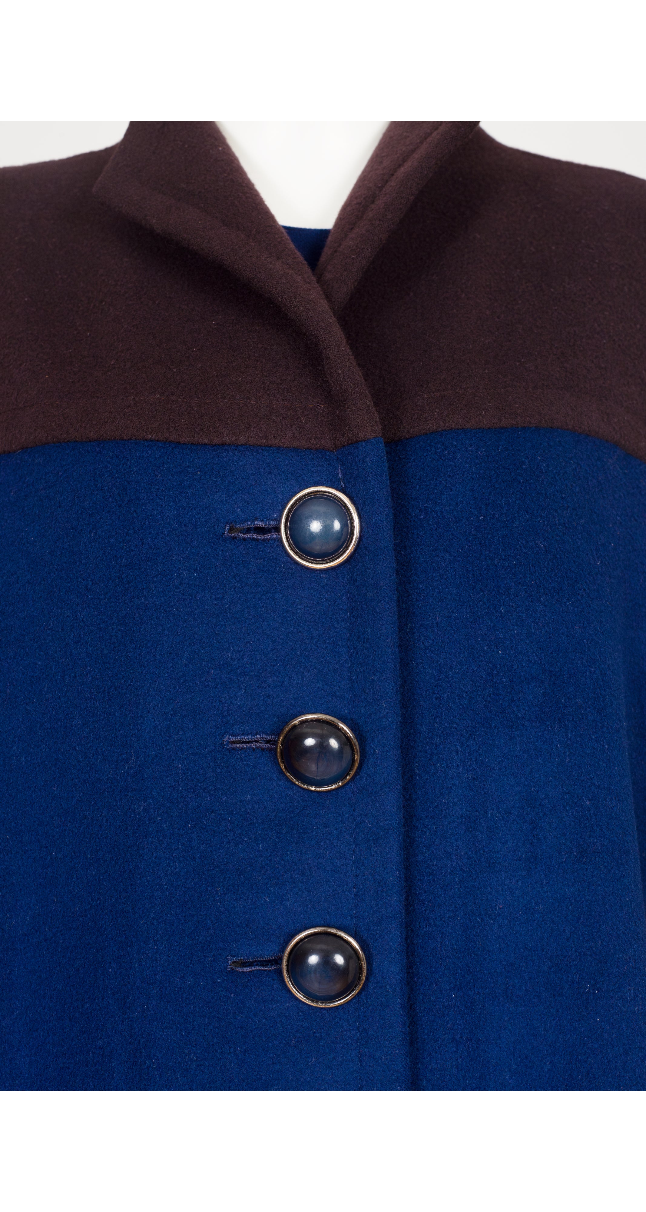 1980s Color-Block Wool Dress & Swing Coat Set