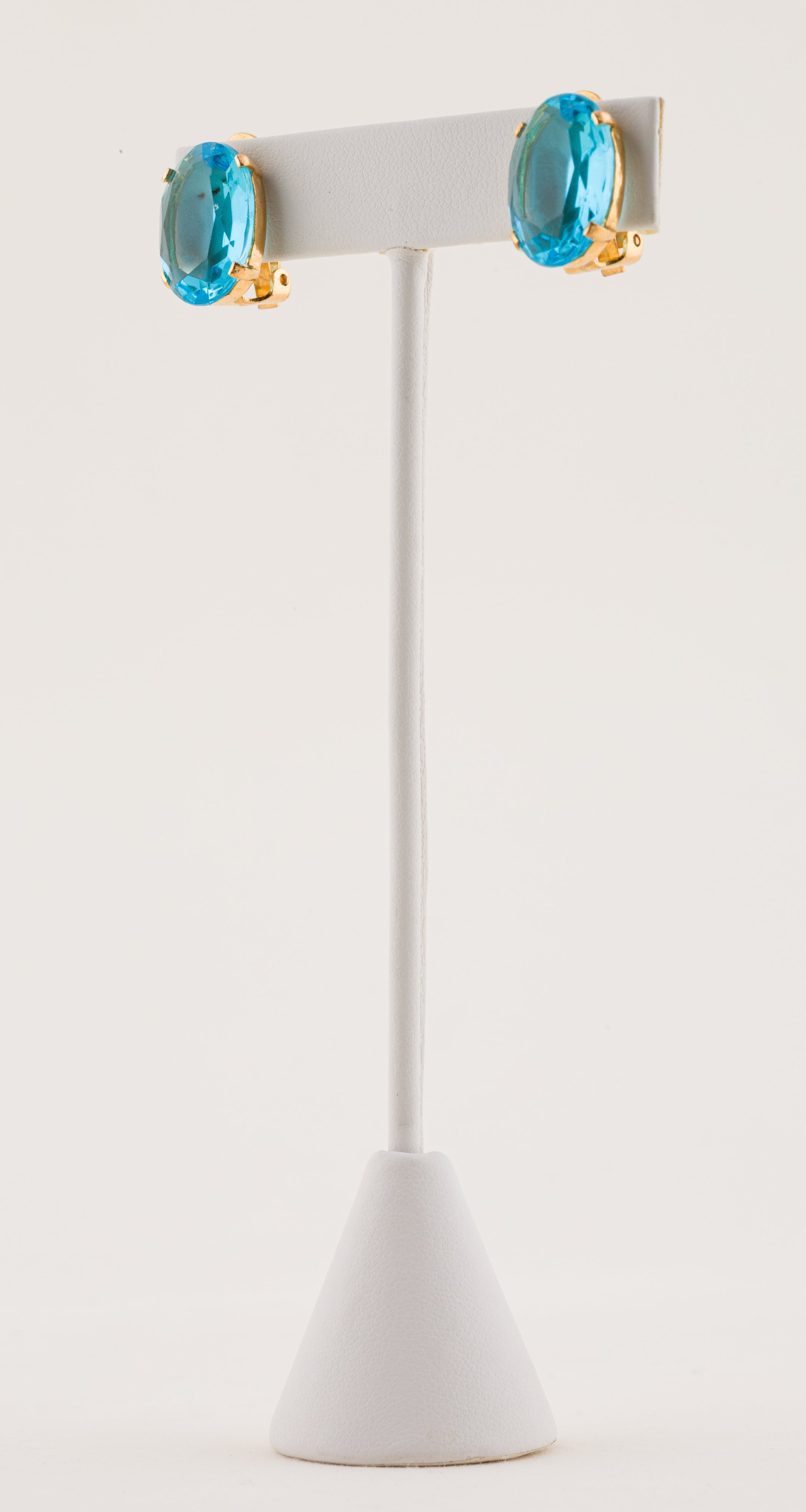 1950s Blue Topaz Glass Festoon Necklace & Earring Set