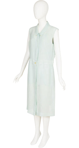 1990s Pastel Green Linen Three-Piece Dress Set