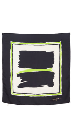 1960s Abstract Green & Black Silk Twill Scarf