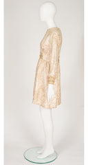 1960s Paisley Gold Metallic Brocade Mini Party Dress