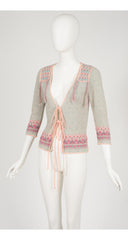 1977 S/S Runway Pastel Floral Knit Tassel Cardigan
