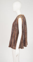 1970s Striped Mohair Wool Knit Swing Vest