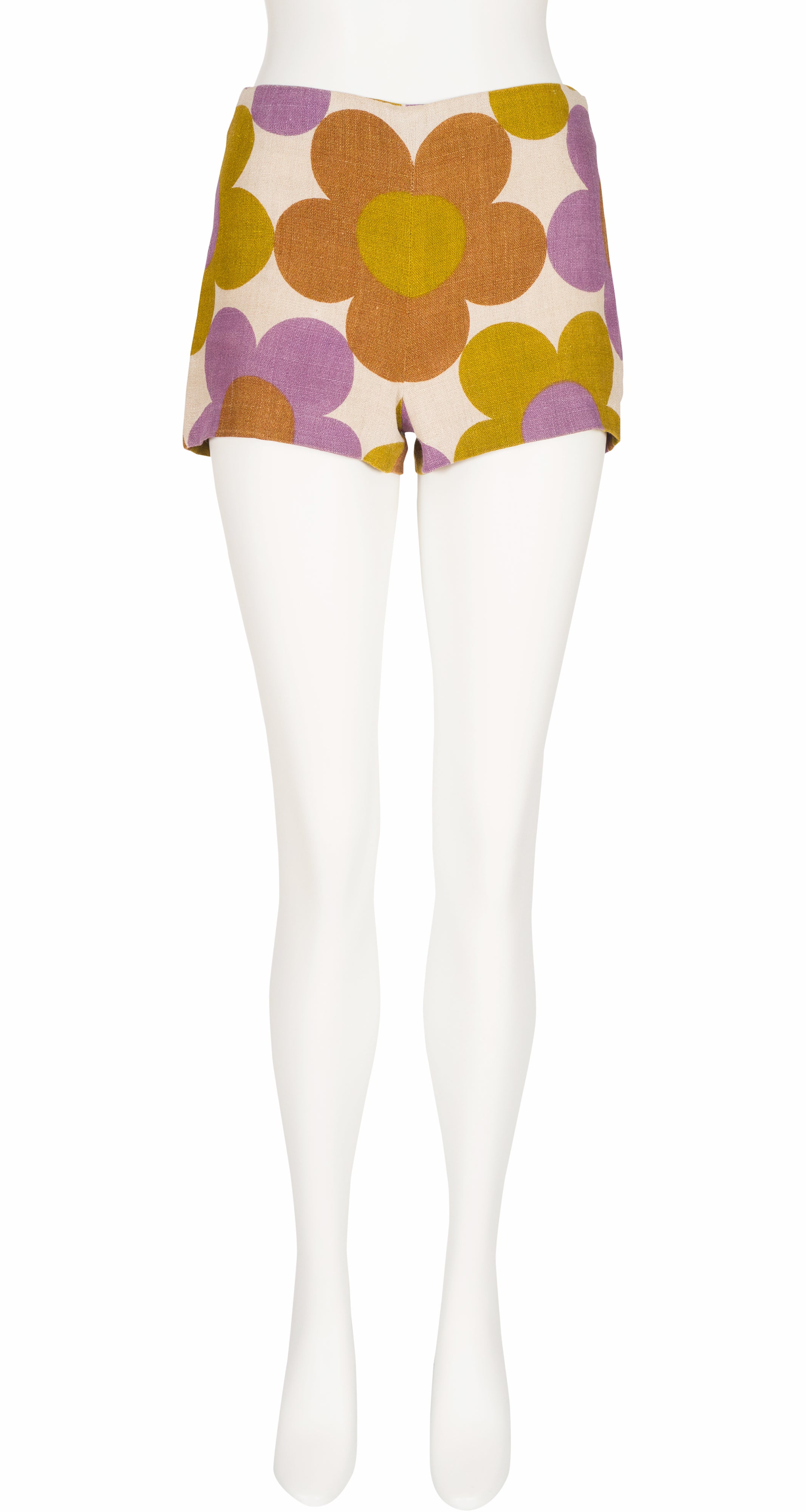 2002 S/S Mod Floral Print Linen Hot Pants