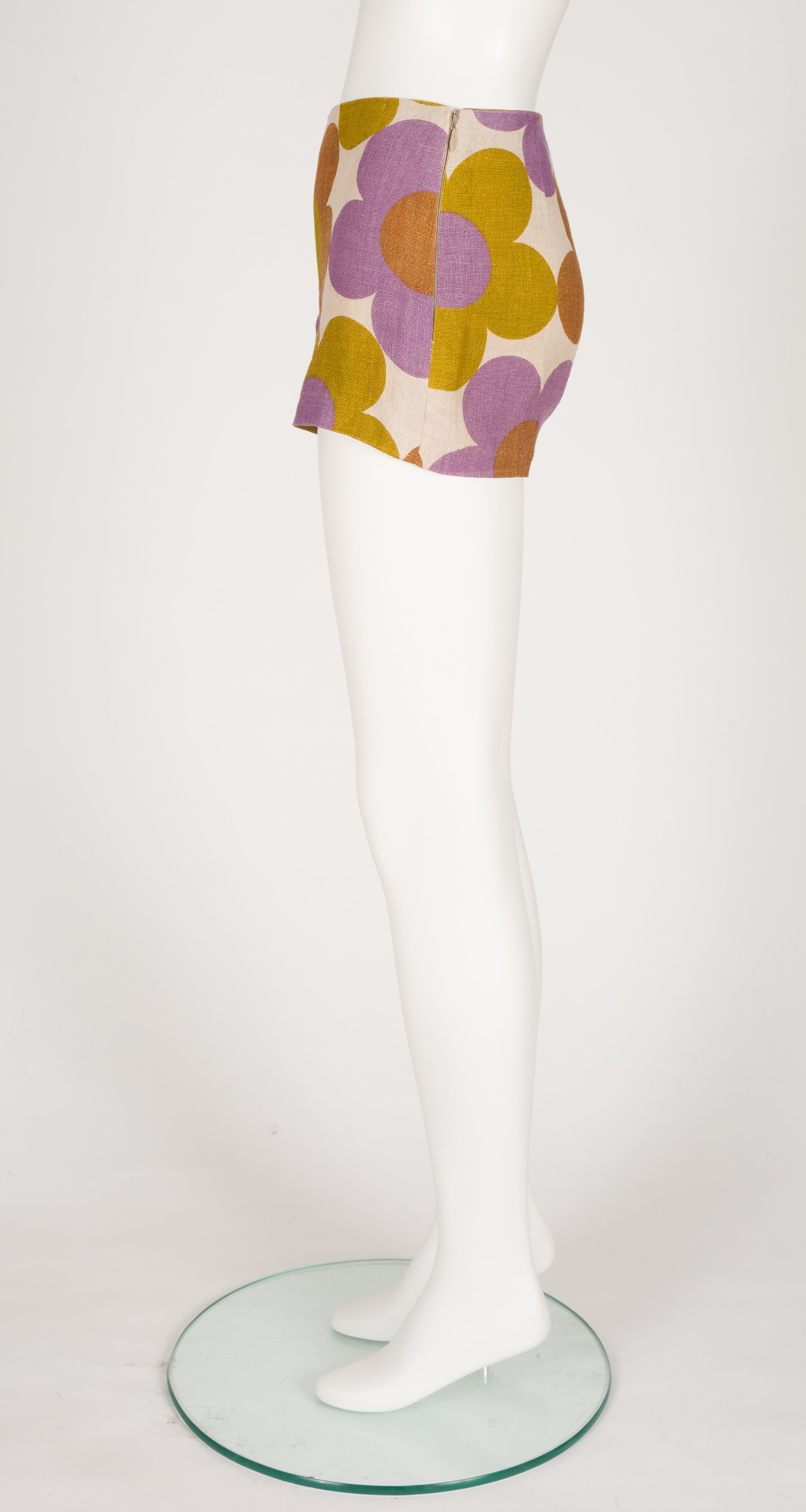 2002 S/S Mod Floral Print Linen Hot Pants