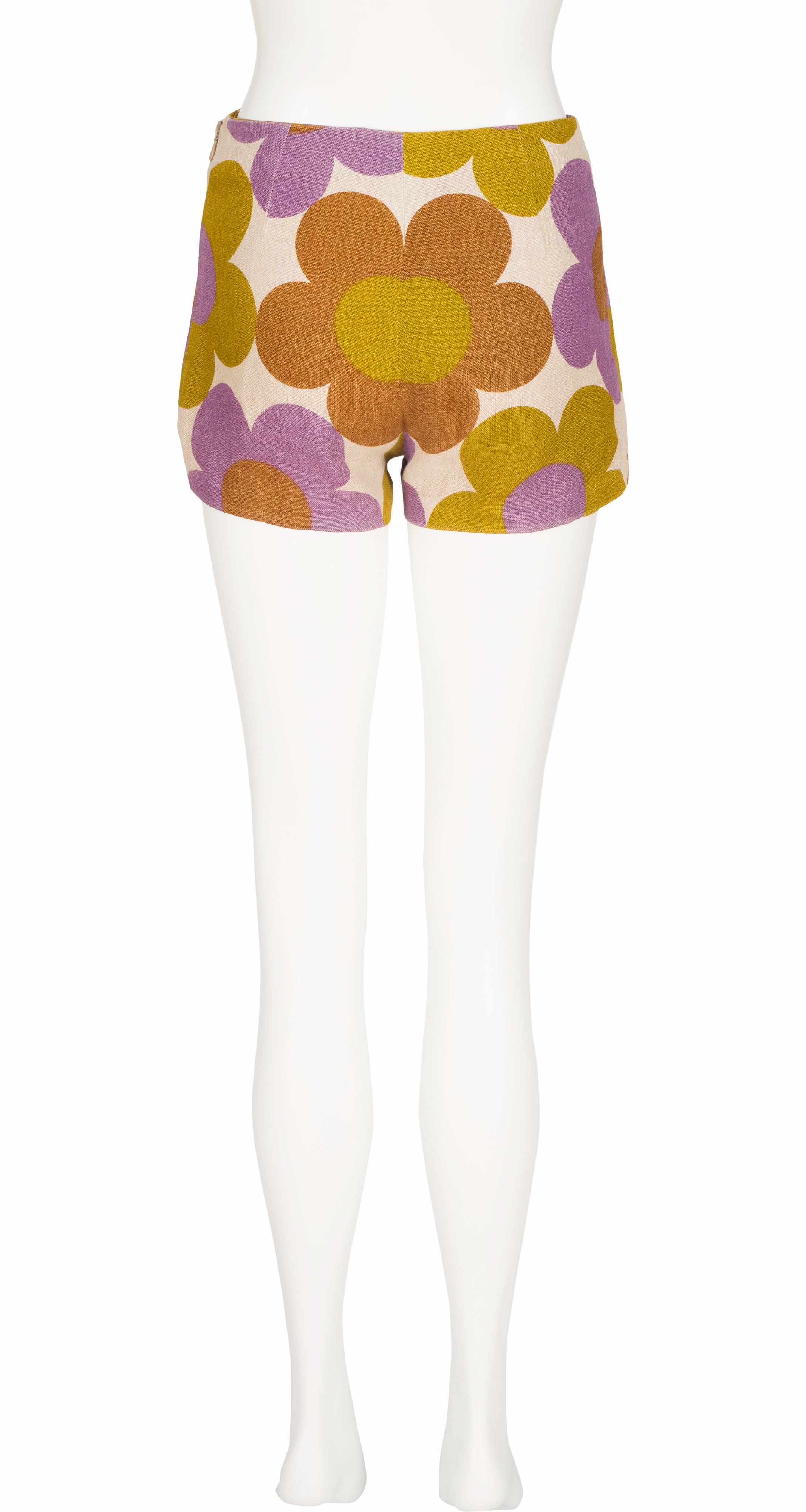 2002 S/S Mod Floral Print Linen Hot Pants