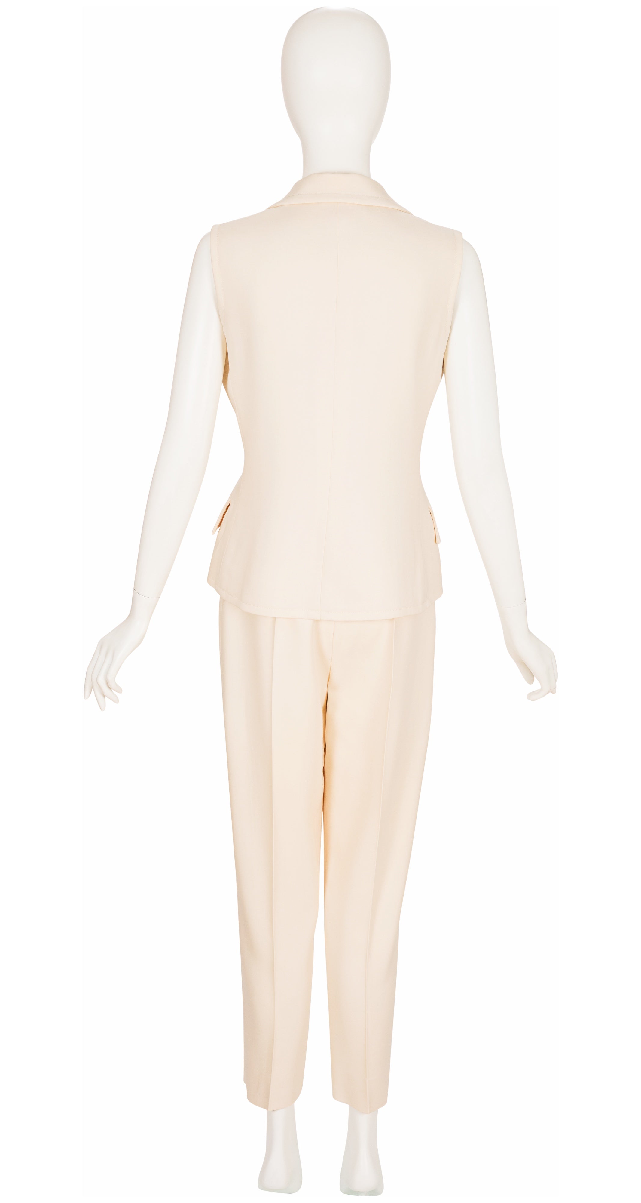 1990s Cream Wool Double-Breasted Sleeveless Pantsuit