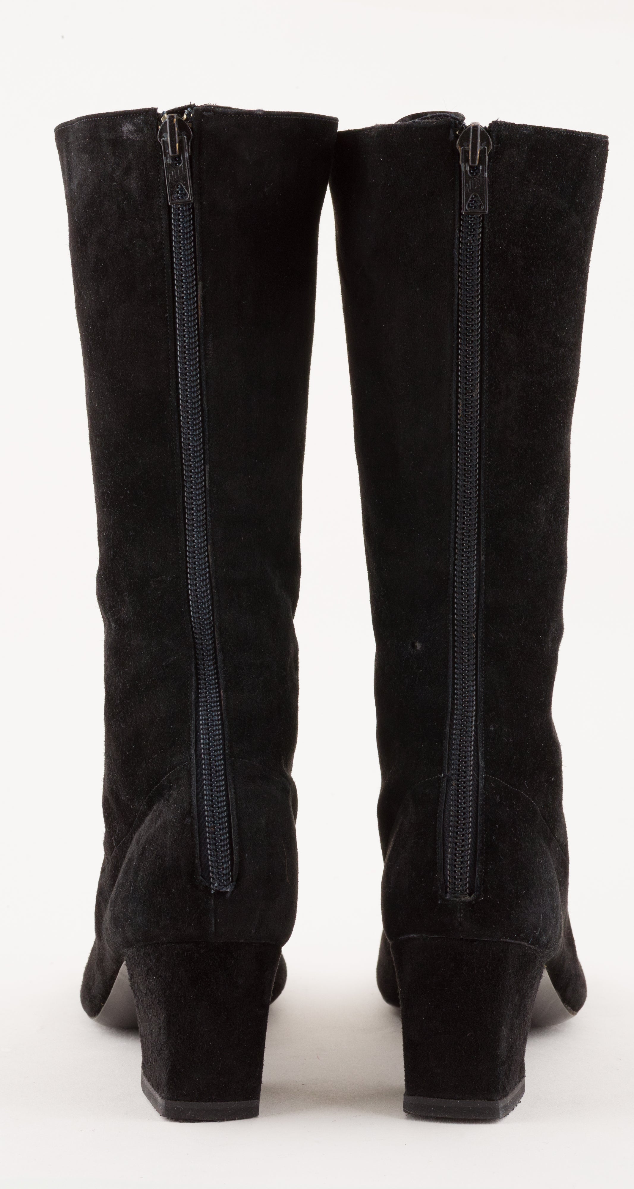 1960s Gold Button Black Suede Go-Go Boots