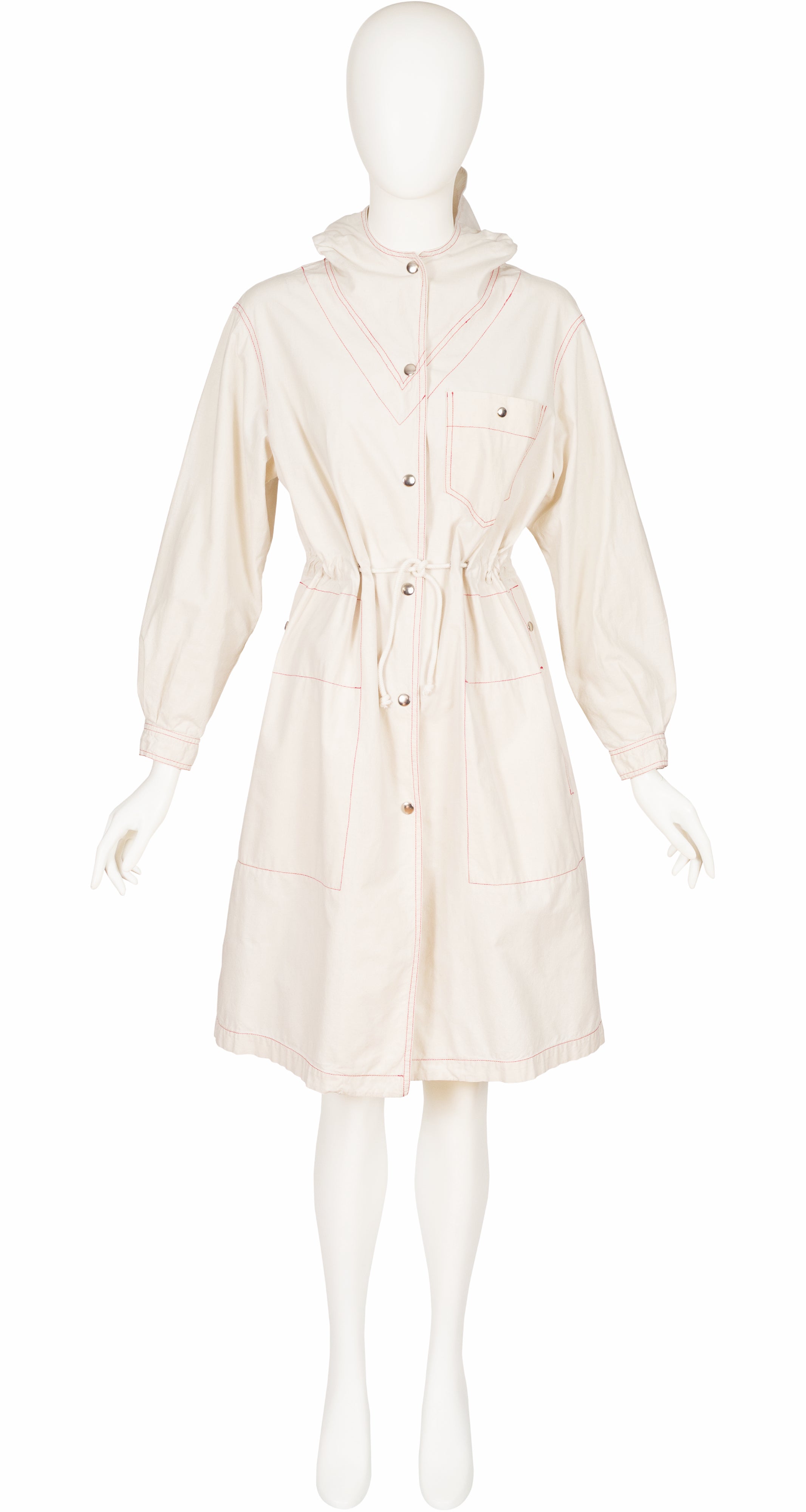 1970s Contrast Stitch Cotton Hooded Coat