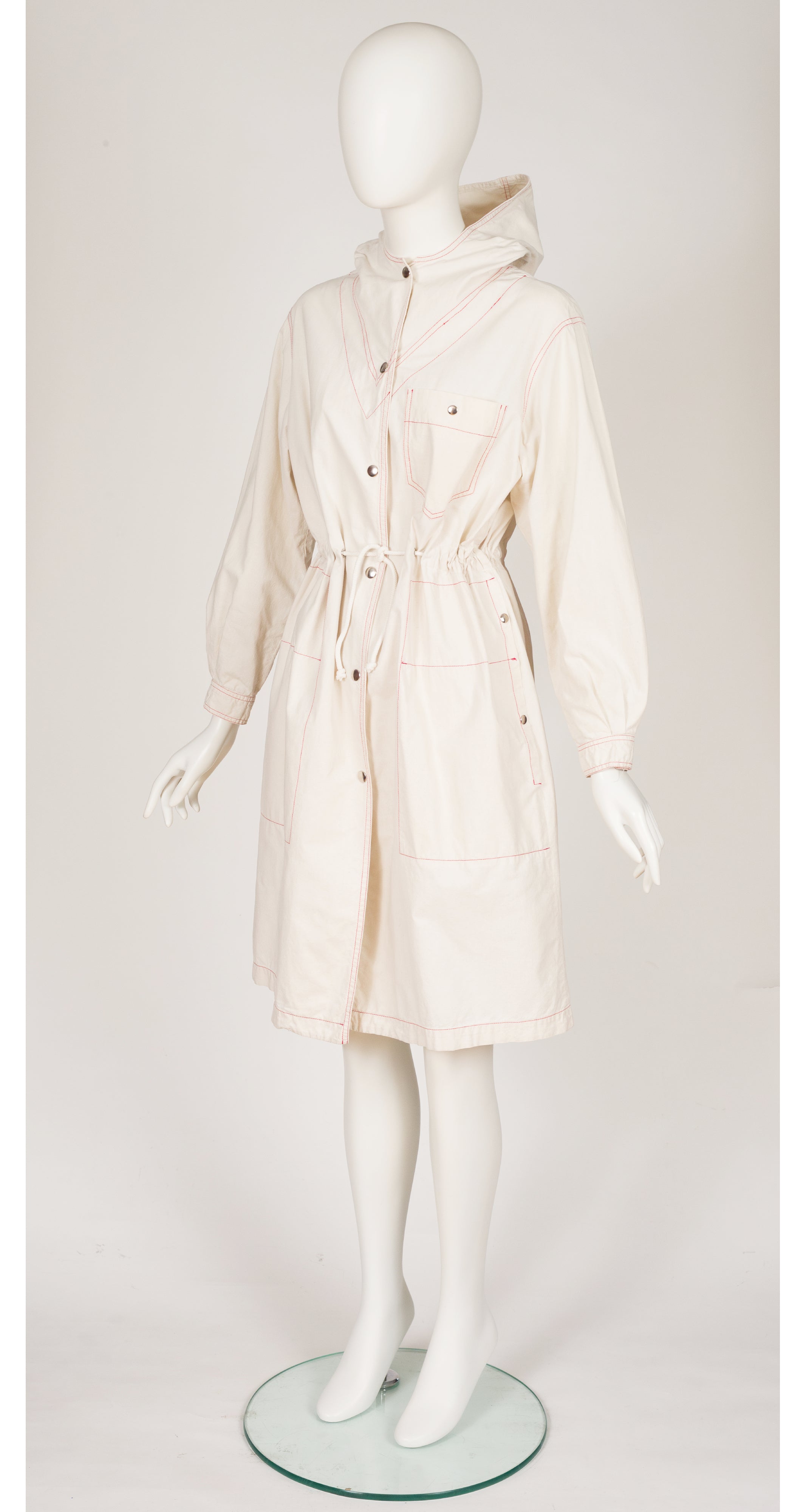 1970s Contrast Stitch Cotton Hooded Coat