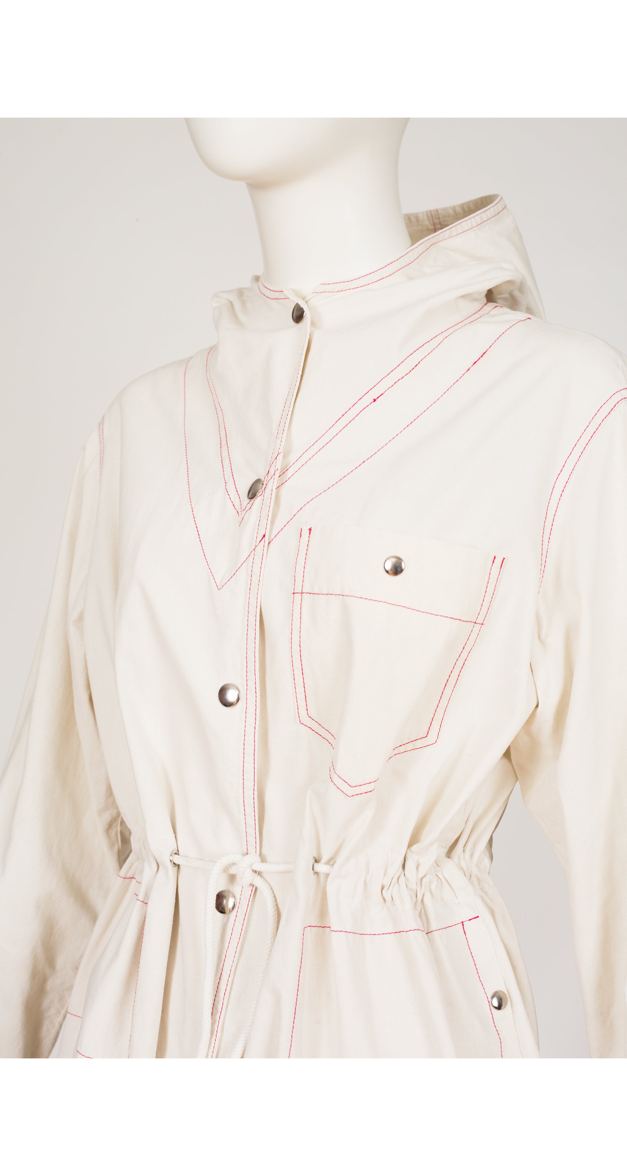 1970s Contrast Stitch Cotton Hooded Coat