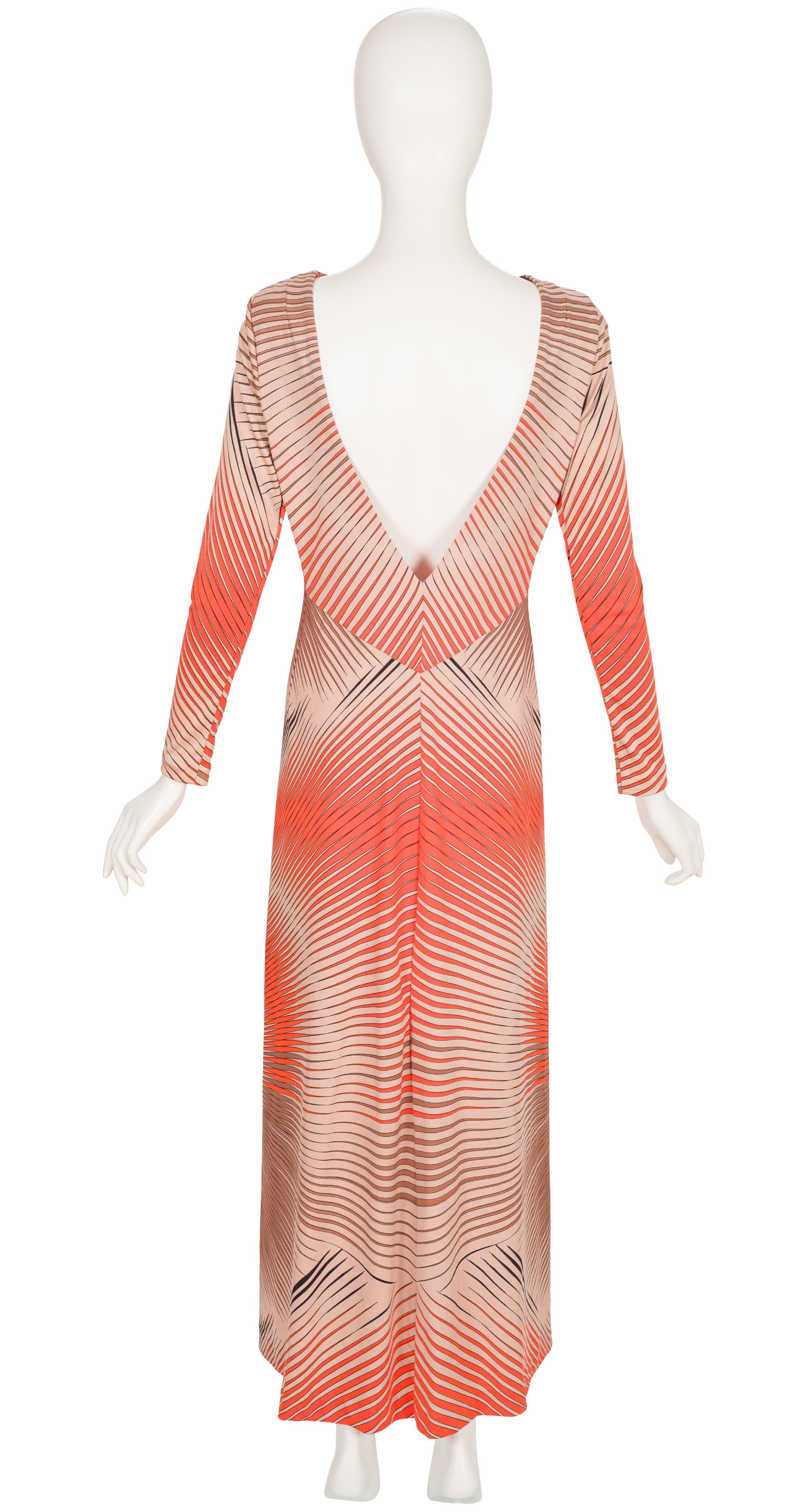 1976 Resort Op Art Print Nylon Jersey Maxi Dress