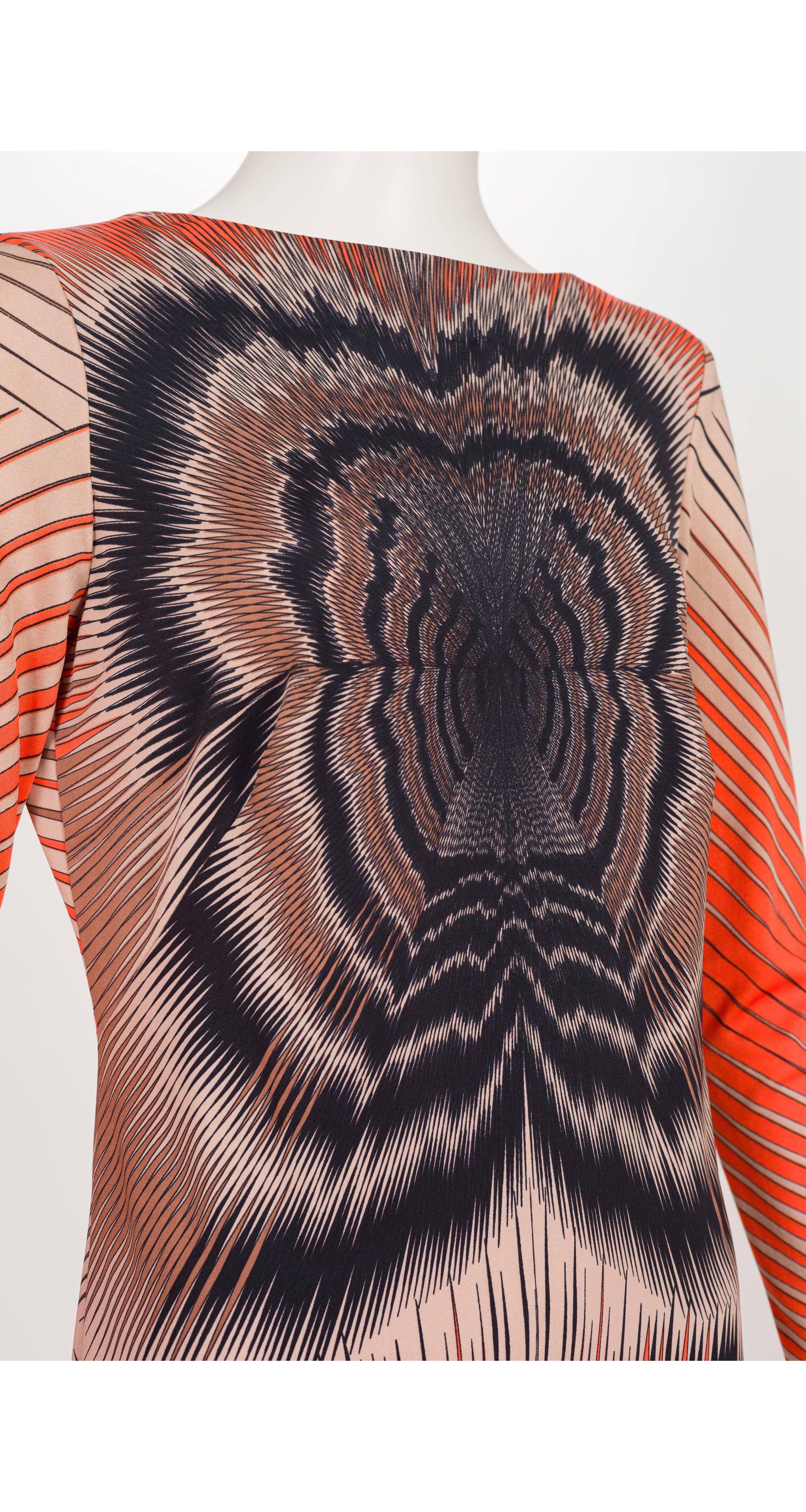 1976 Resort Op Art Print Nylon Jersey Maxi Dress