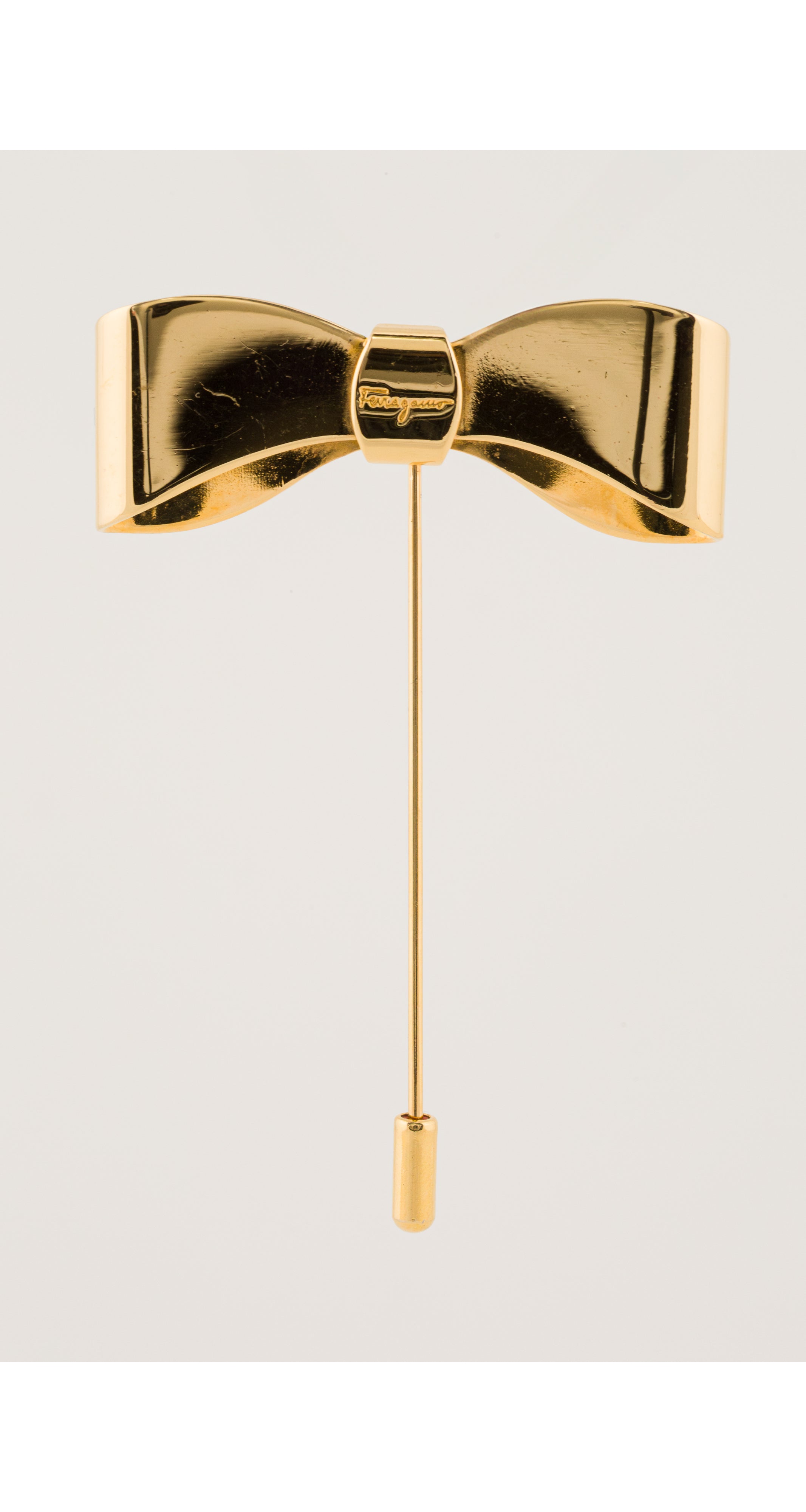 1990s Bow Gold-Tone Stick Pin Brooch