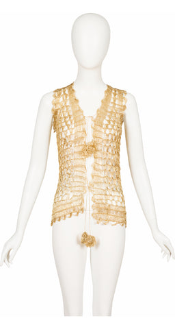 1960s Sequin Gold Metallic Woven Vest