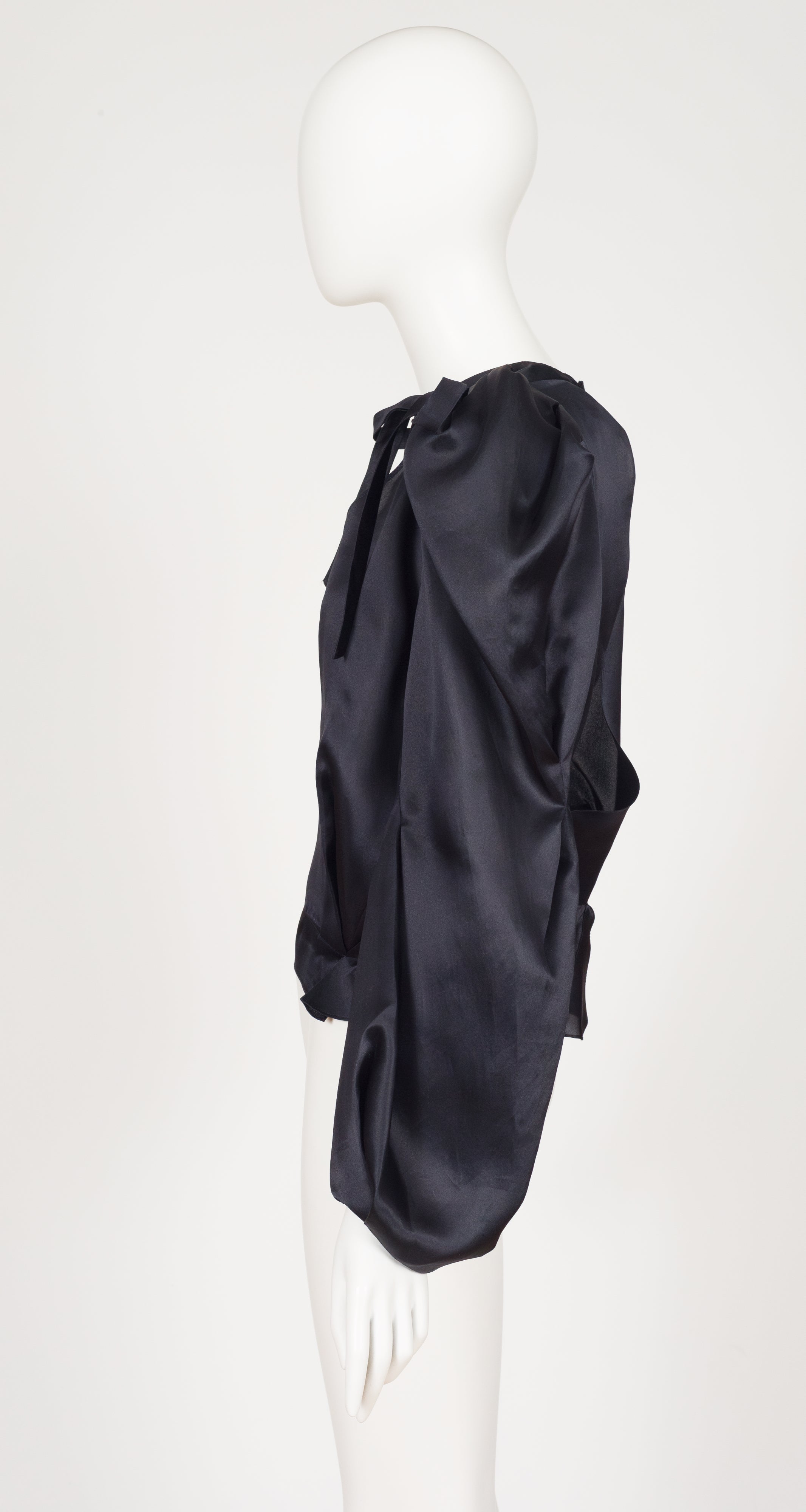 2000-01 F/W Runway Black Silk Organza Puff Sleeve Blouse