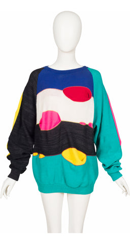 1983 S/S Runway Color-Block Cotton Knit Sweater