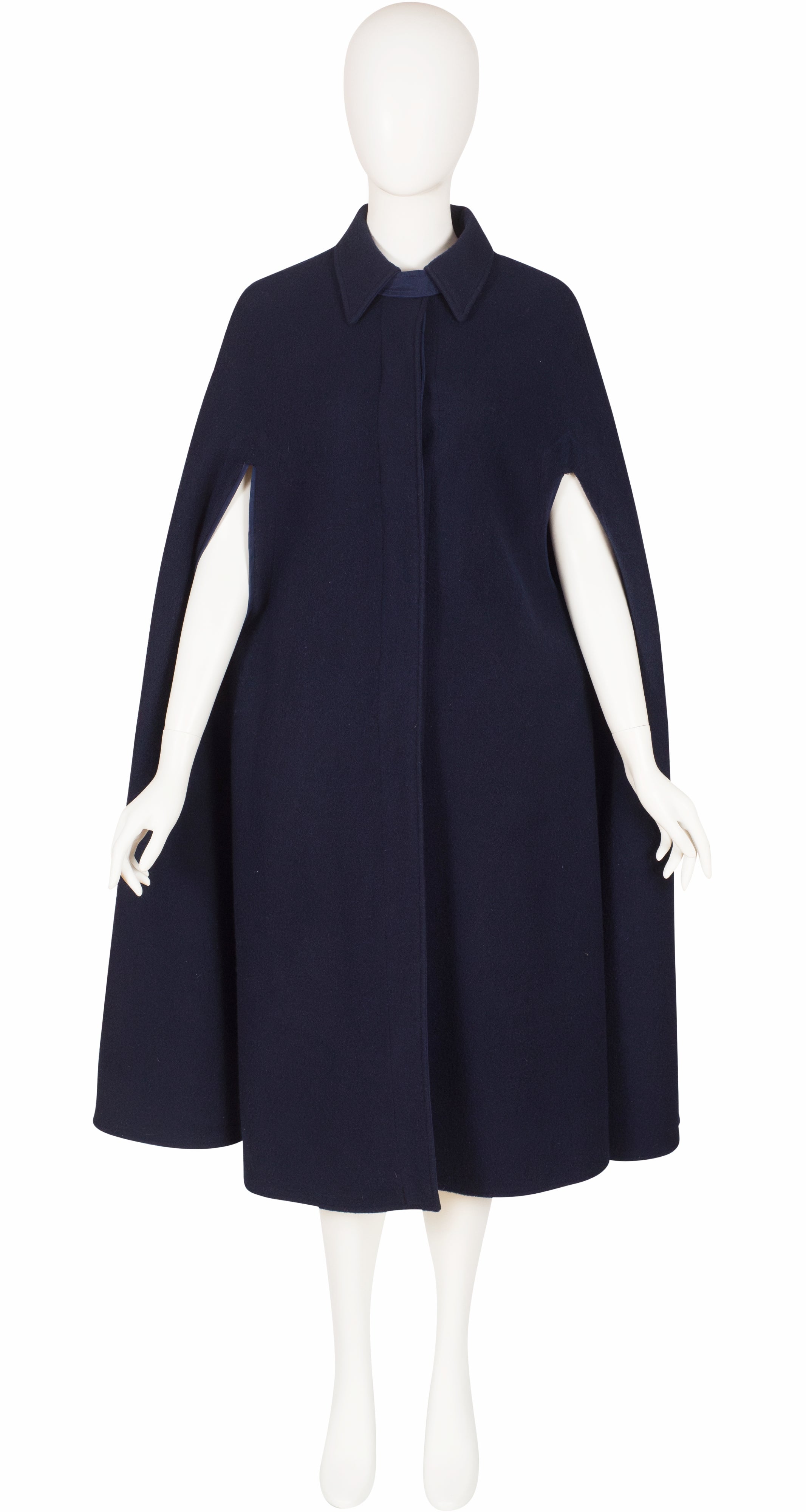 1970s Navy Boiled Wool Collared Cape