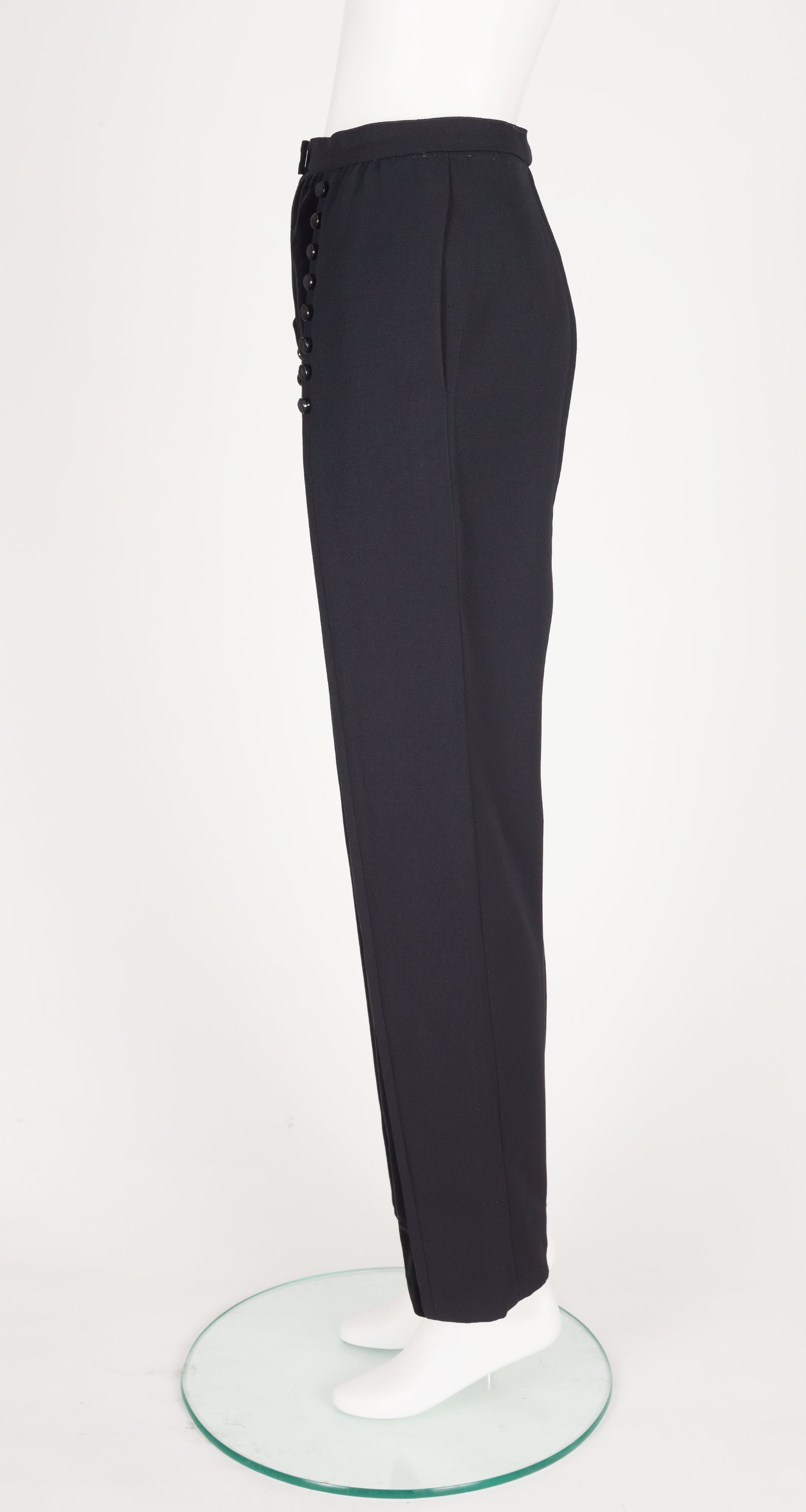 1980s Black Velvet & Wool Tuxedo Trousers