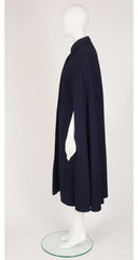 1970s Navy Boiled Wool Collared Cape