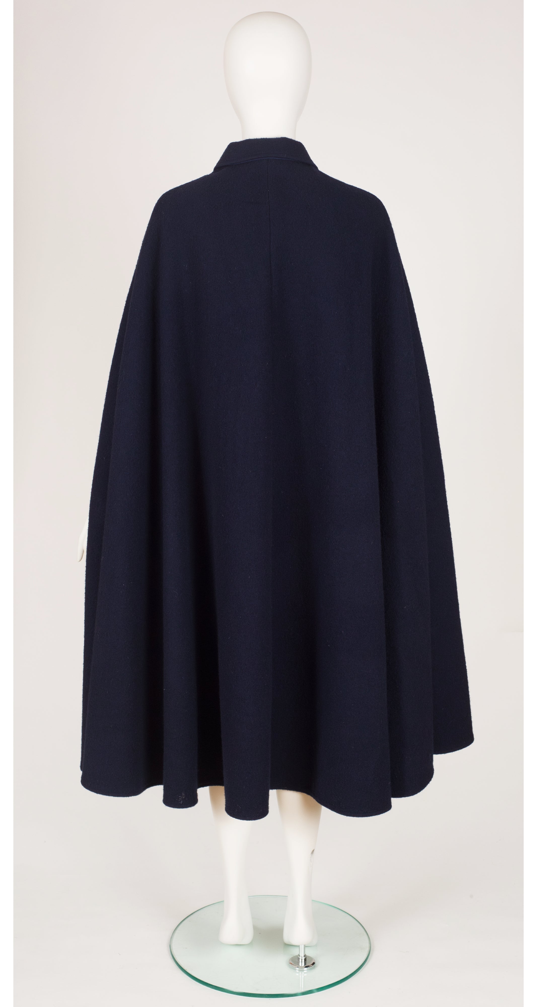 1970s Navy Boiled Wool Collared Cape