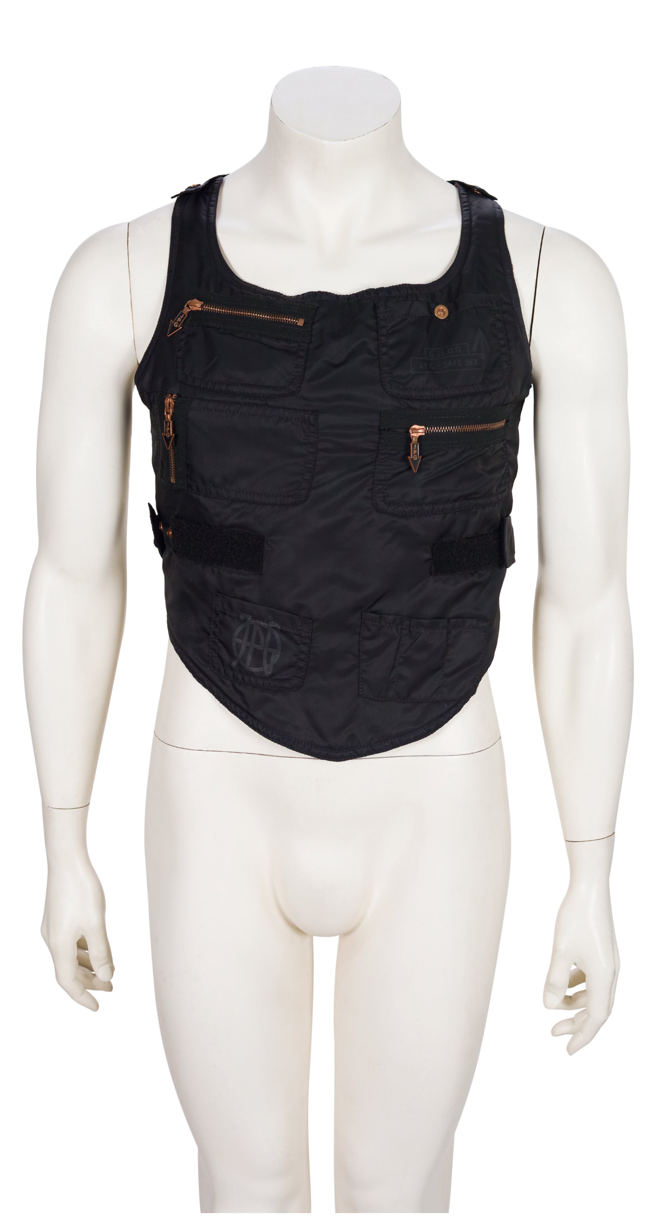 1990s "Safe Sex" Black Nylon Cross-Back Utility Vest