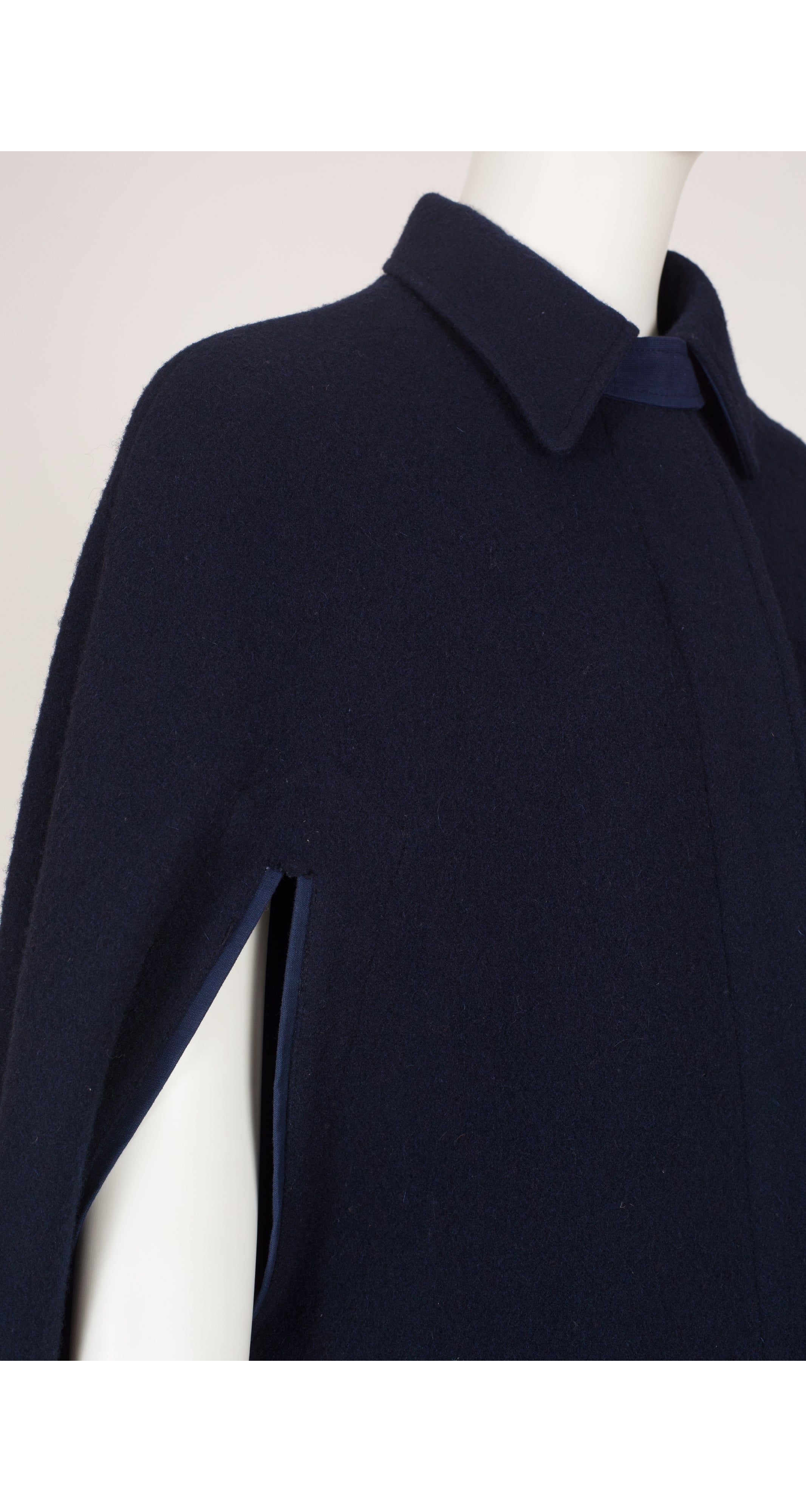 1970s Navy Boiled Wool Collared Cape