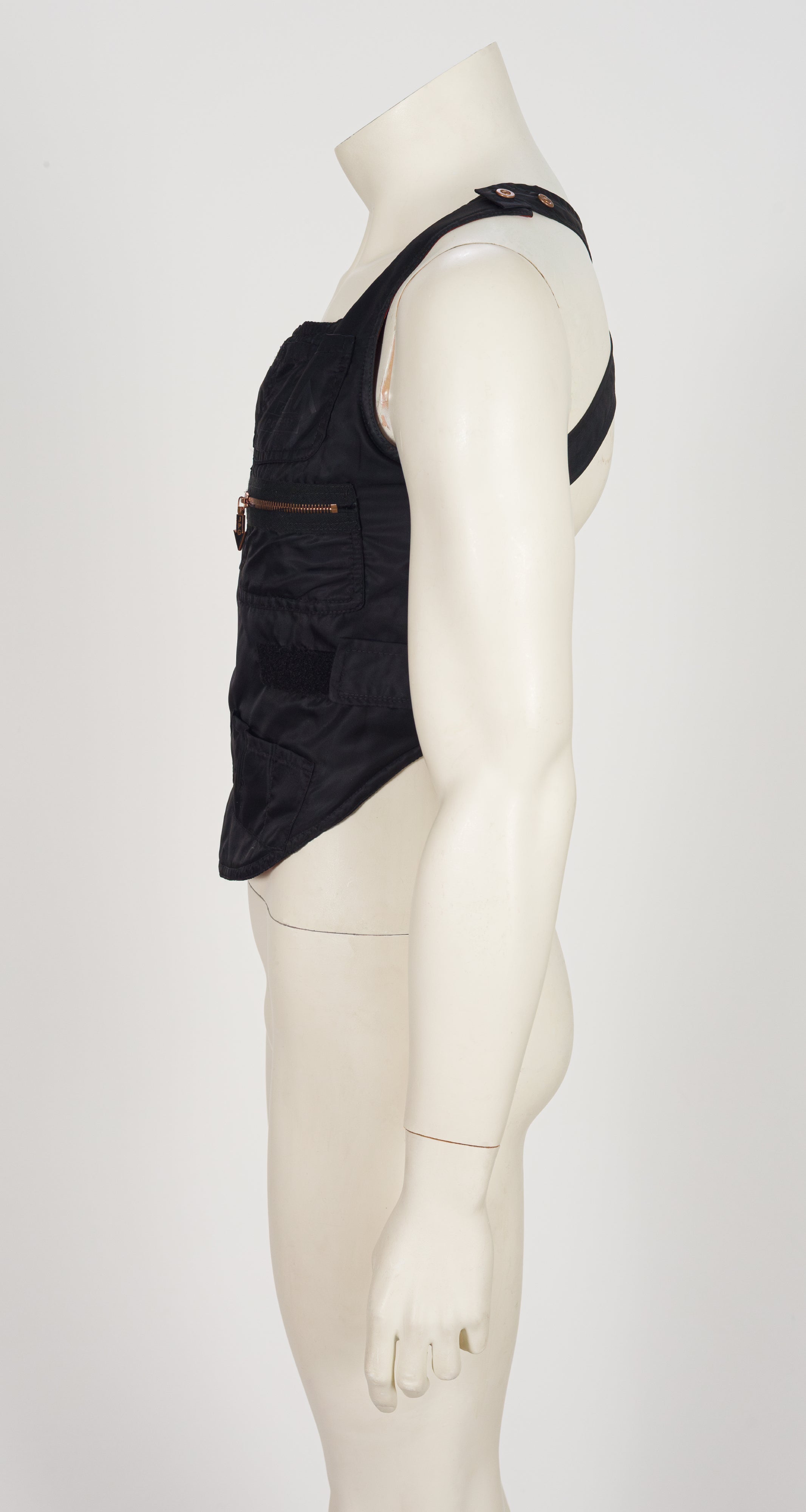 1990s "Safe Sex" Black Nylon Cross-Back Utility Vest