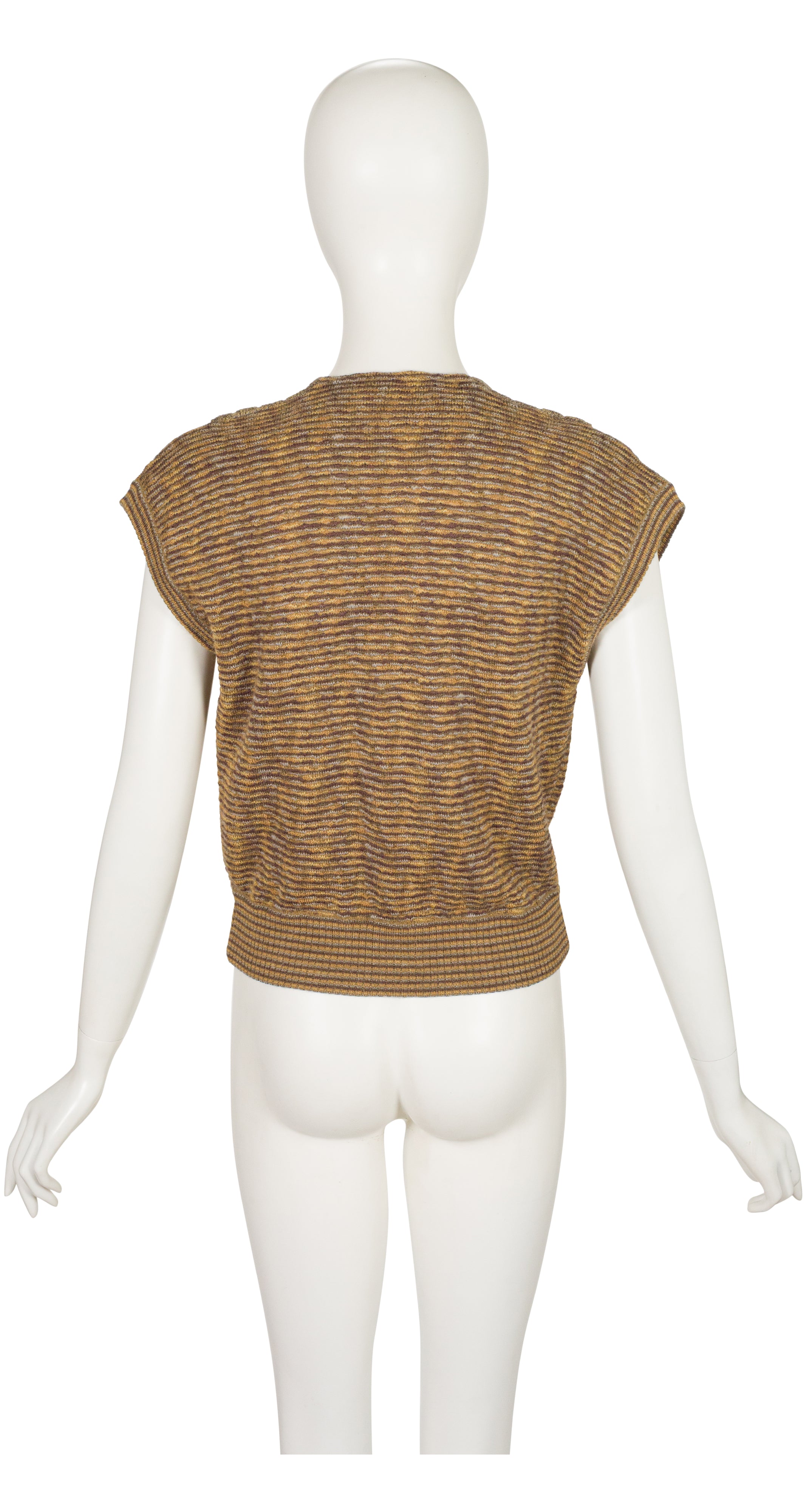 1970s Striped Wool Deep V-Neck Sweater Vest