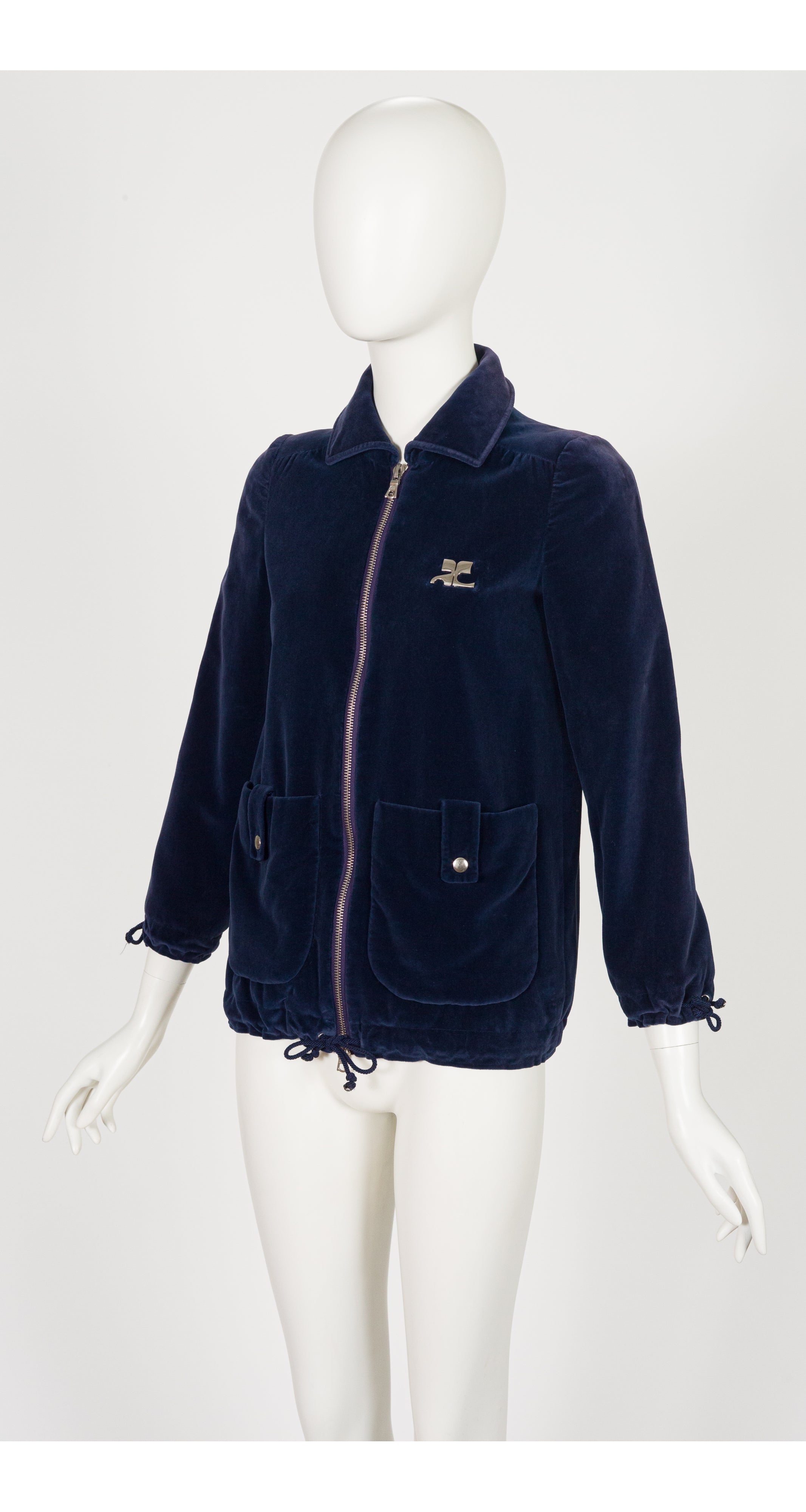 1970s Logo Navy Cotton Velour Zip-Up Jacket