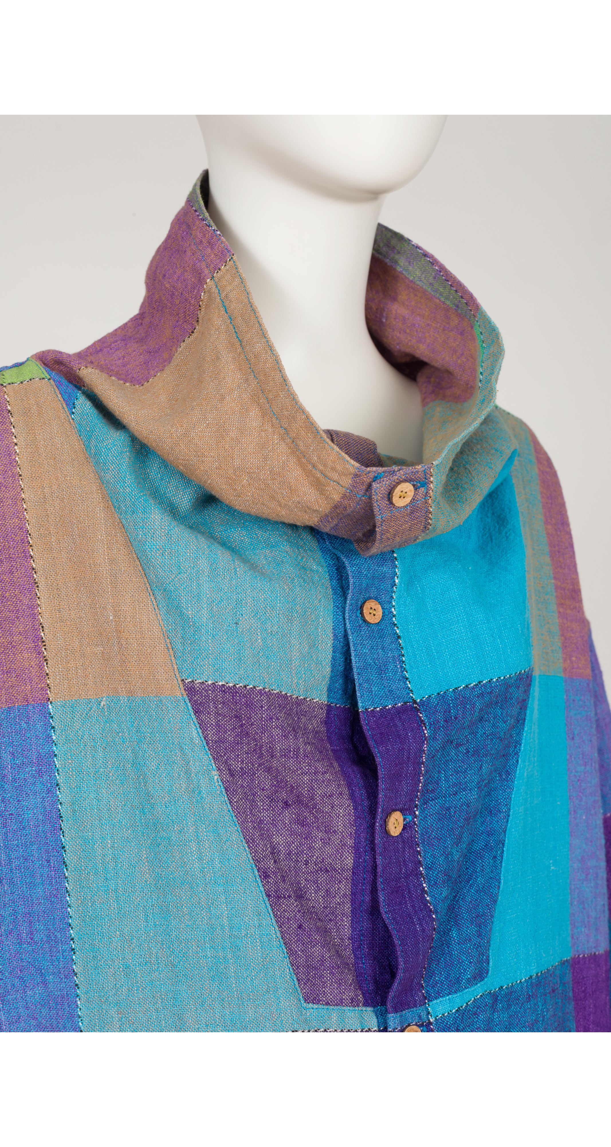 1980s Plaid Cotton Box-Cut Top & Pants Set