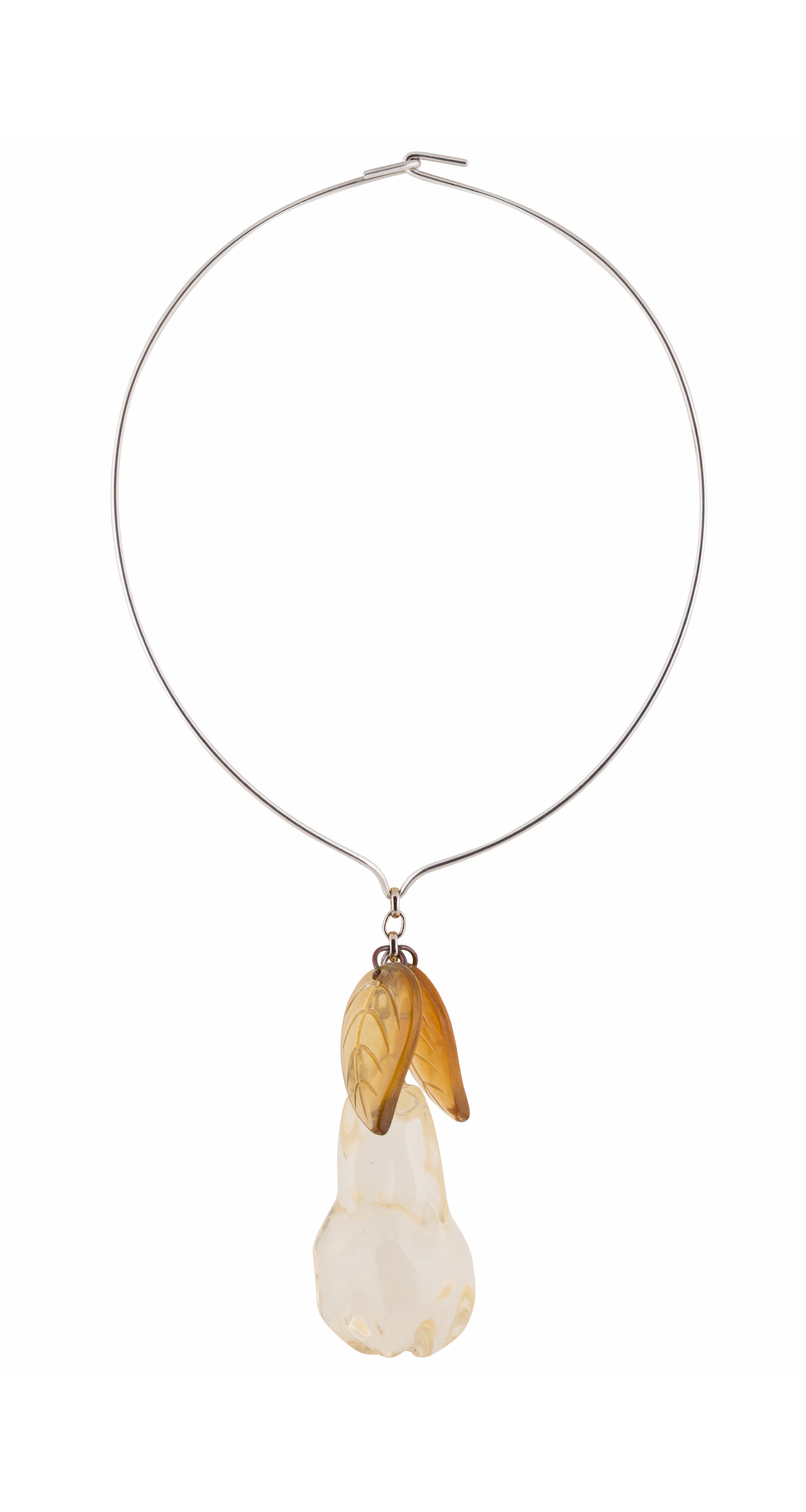 1970s Sterling Silver & Resin Pear Torque Collar Necklace