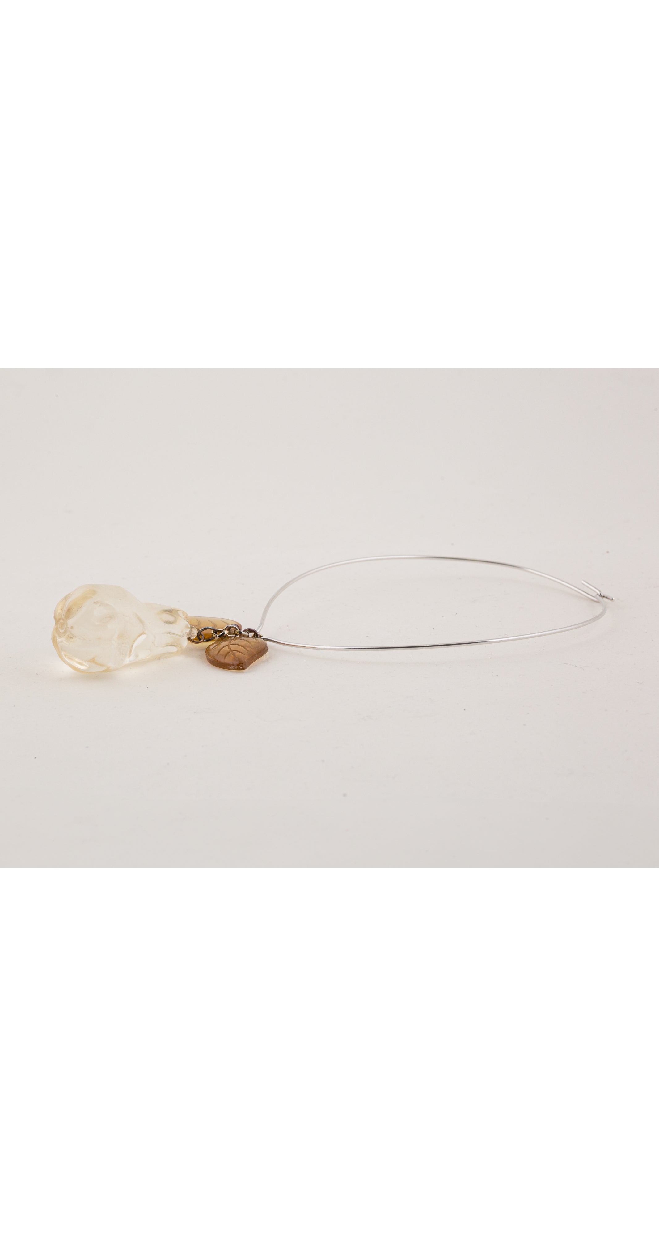 1970s Sterling Silver & Resin Pear Torque Collar Necklace