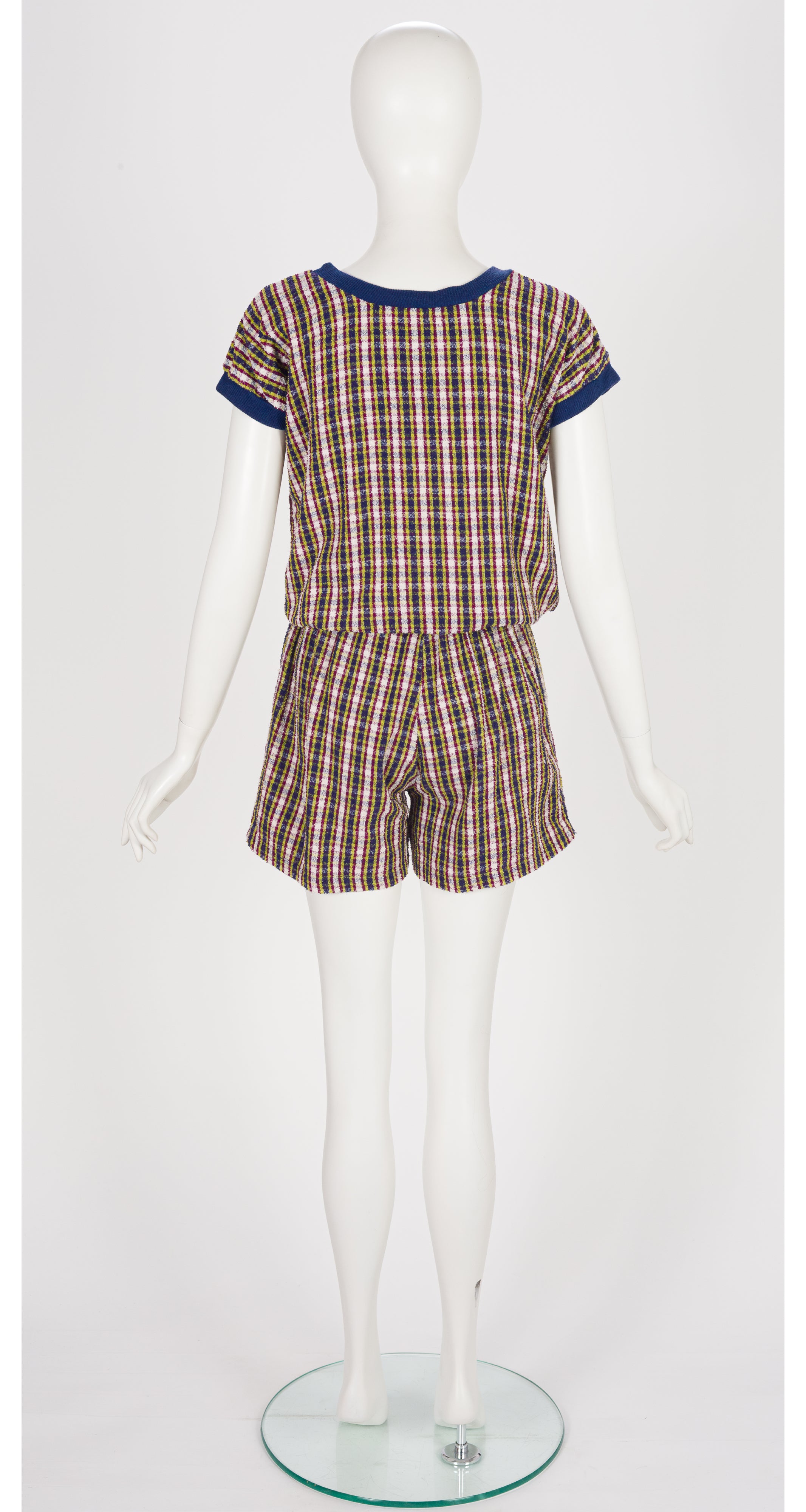 1977 S/S Plaid Cotton Bouclé Shorts Set