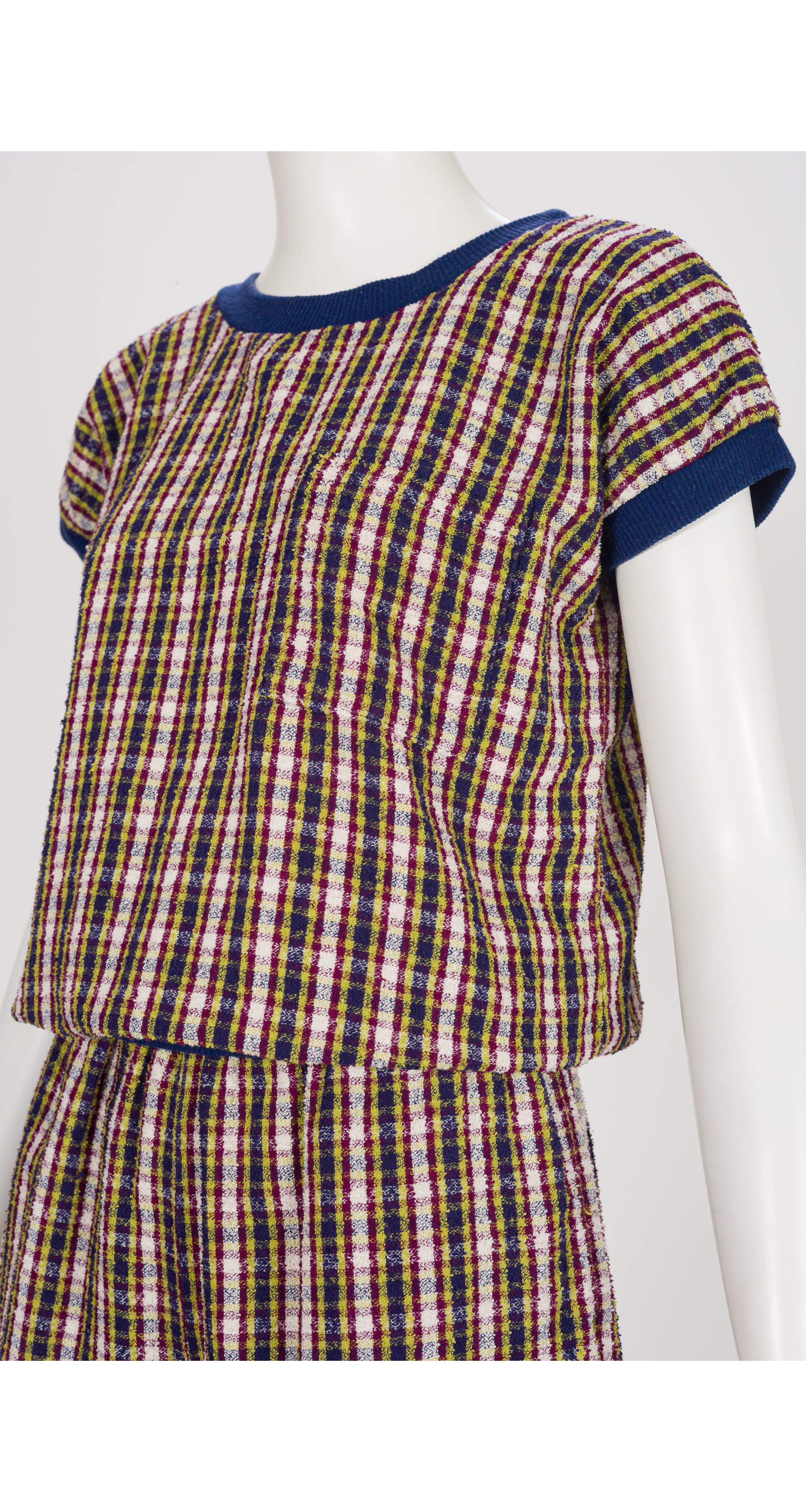 1977 S/S Plaid Cotton Bouclé Shorts Set