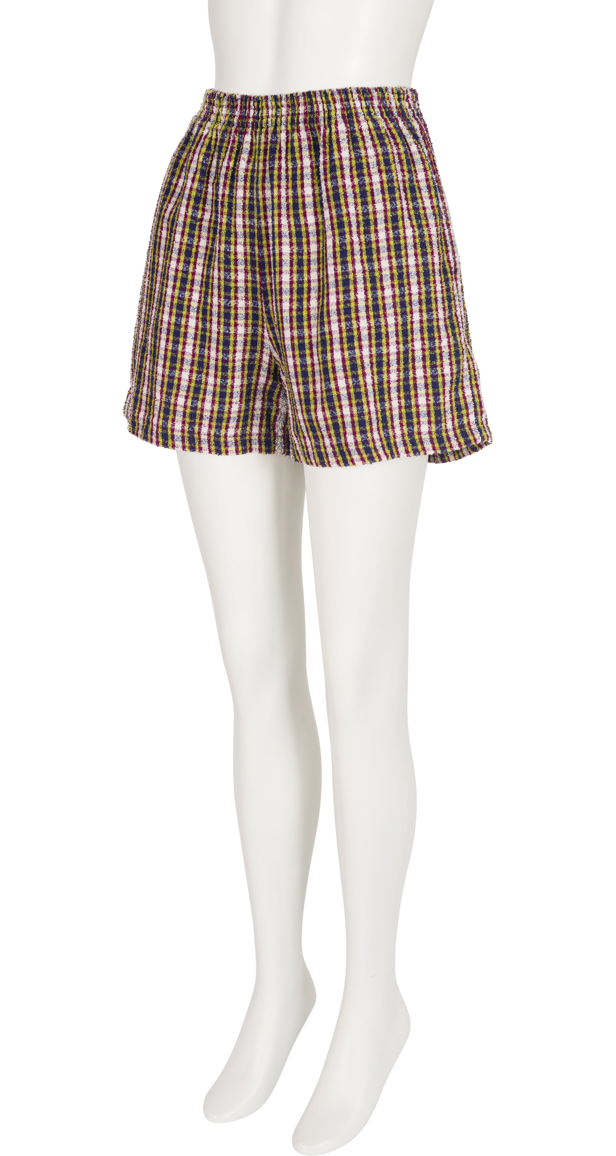 1977 S/S Plaid Cotton Bouclé Shorts Set