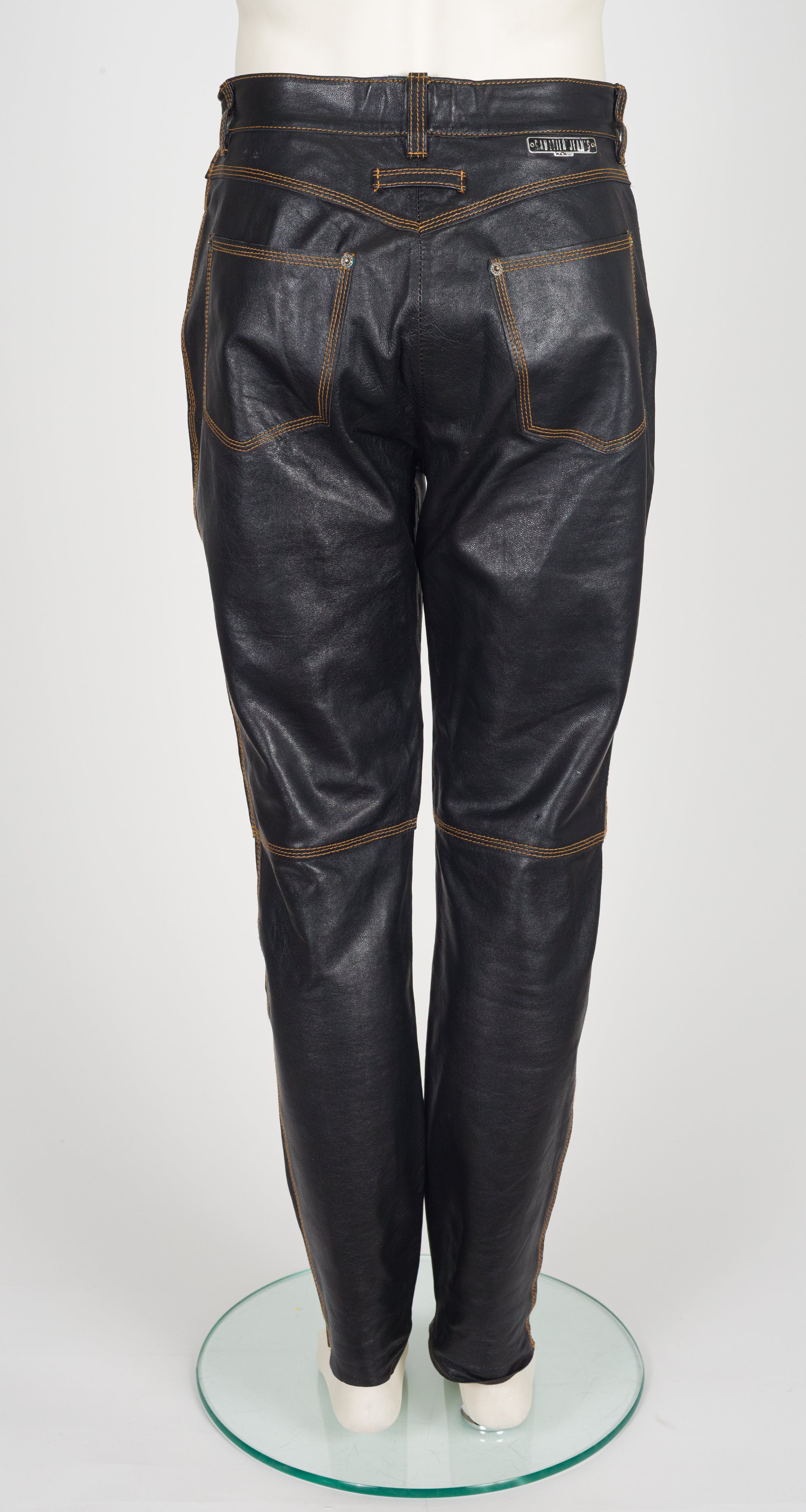 1990s Men's Black Leather Sheepskin Jacket & Pant Set