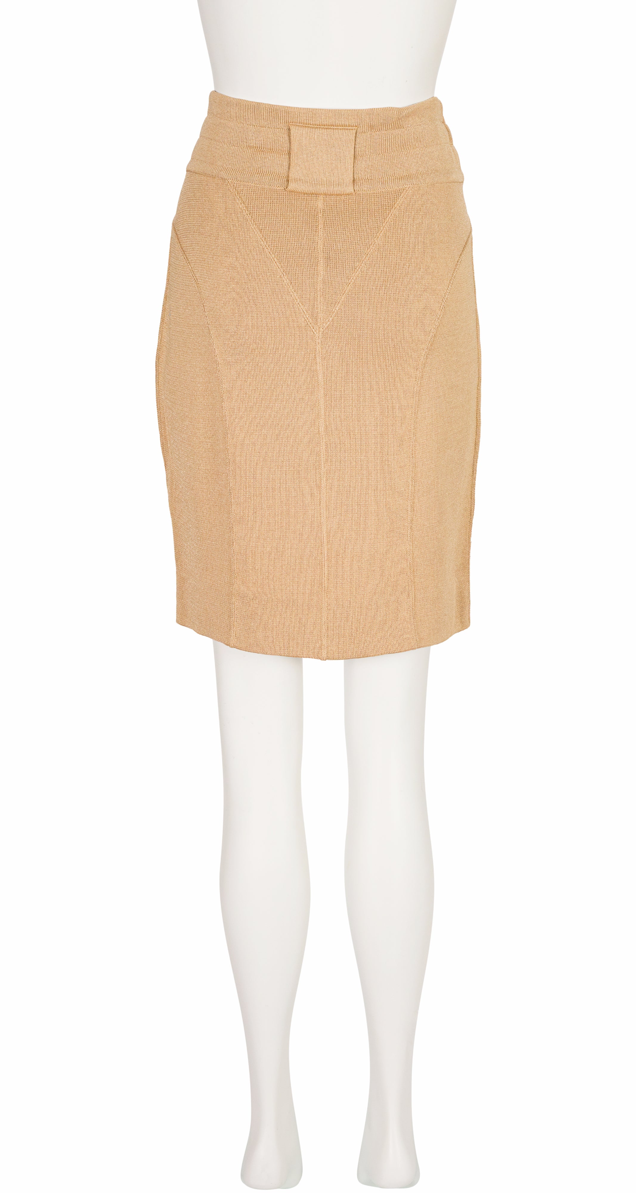 1985 S/S Beige Cotton Knit Bodycon Pencil Skirt