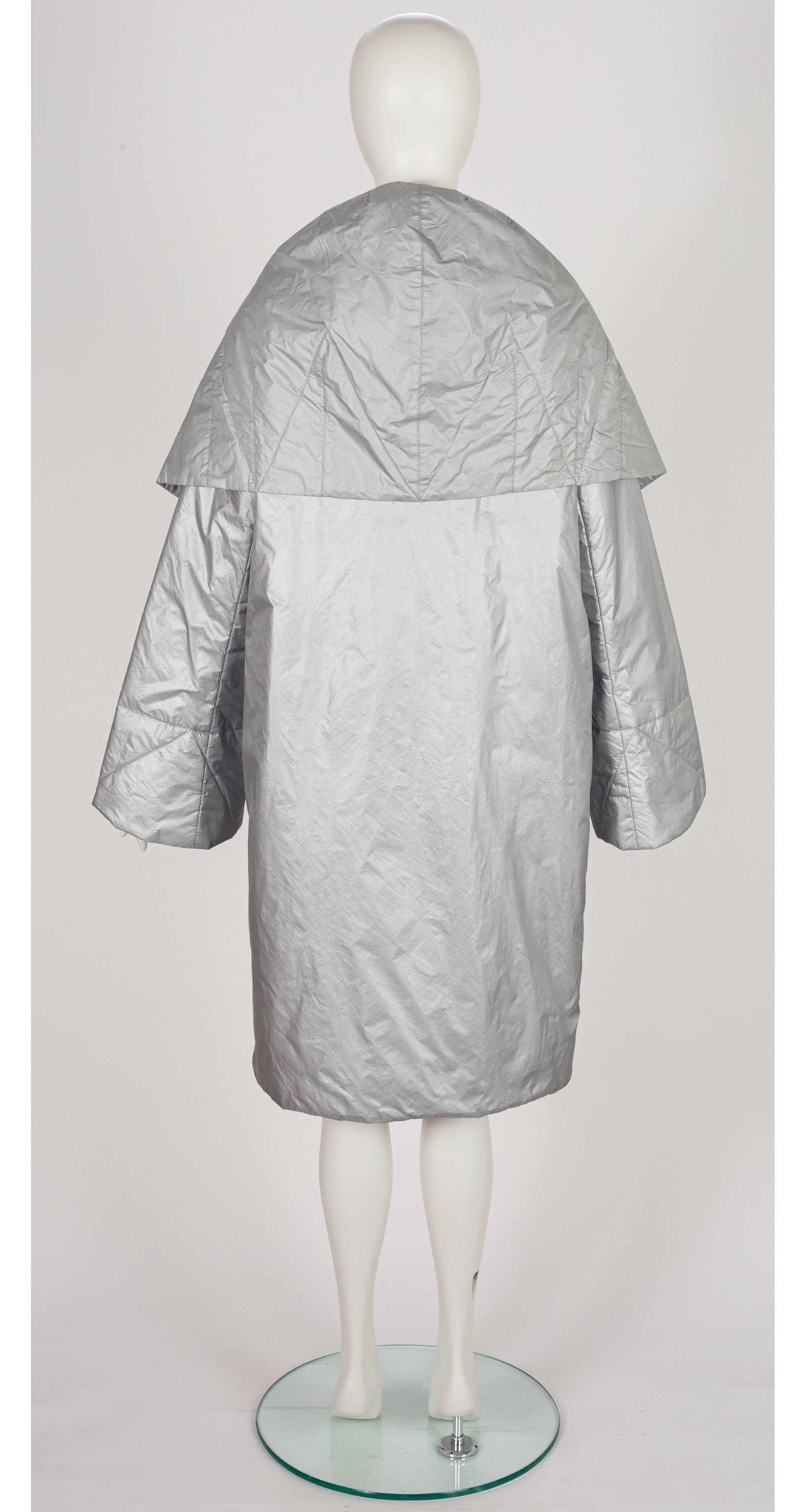1990s Silver Nylon Shawl Collar Sleeping Bag Coat