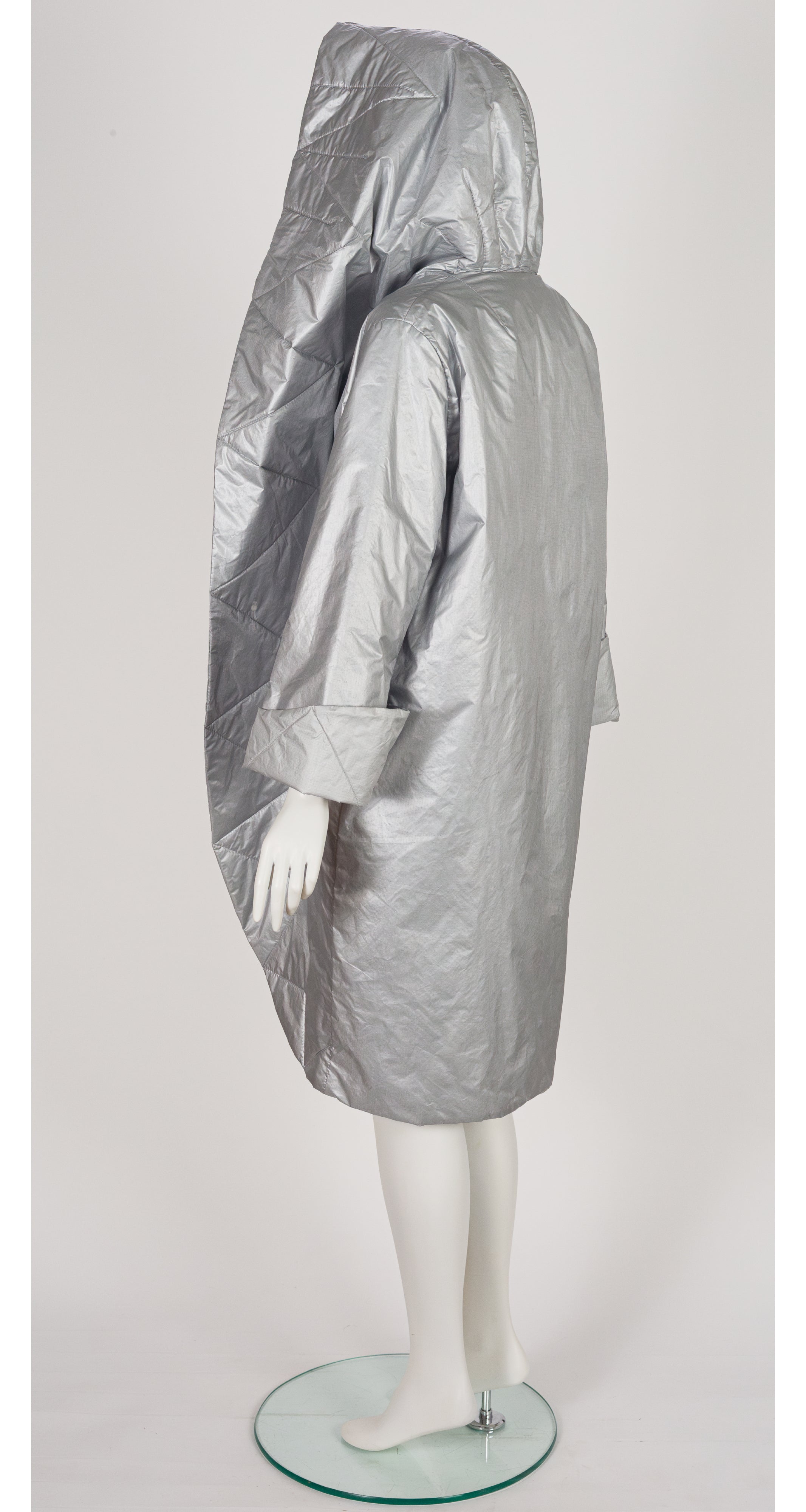 1990s Silver Nylon Shawl Collar Sleeping Bag Coat